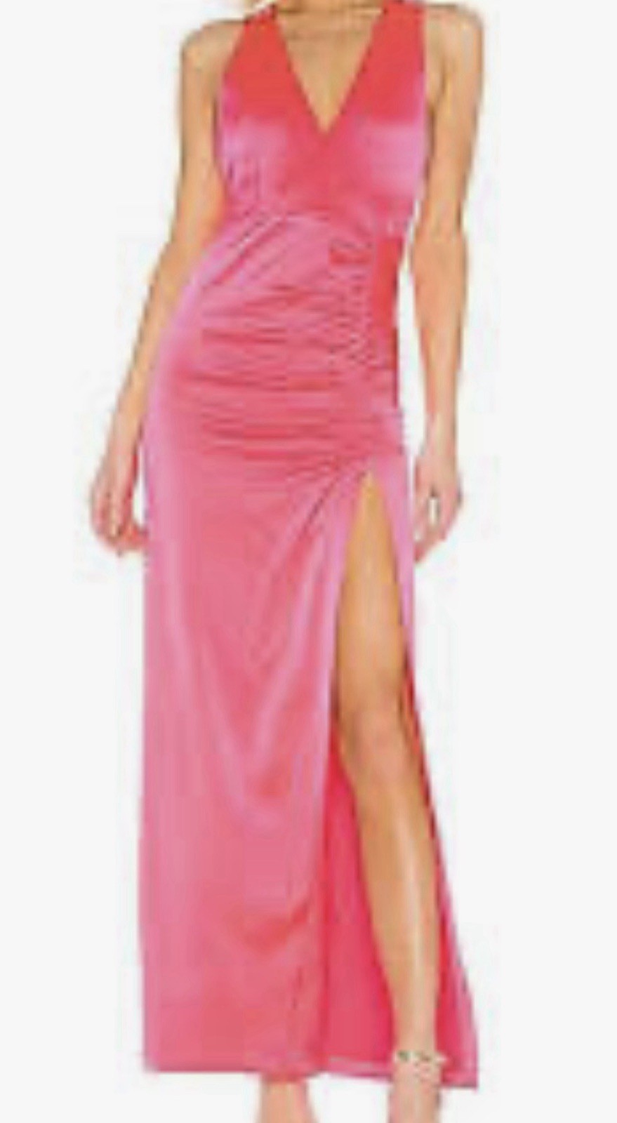 NWT Alice + Olivia Women Neon Pink Satin Maxi Dress S. 10