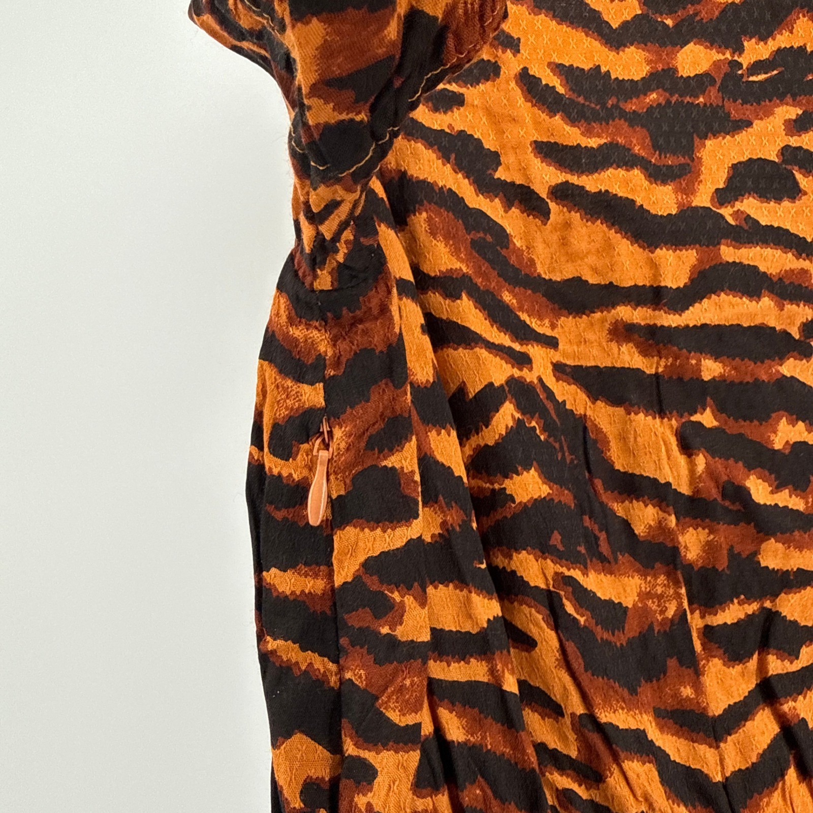 NWT Walter Baker Yosline Dress Wild Cat Tiger Print Square Neck Orange Black 4