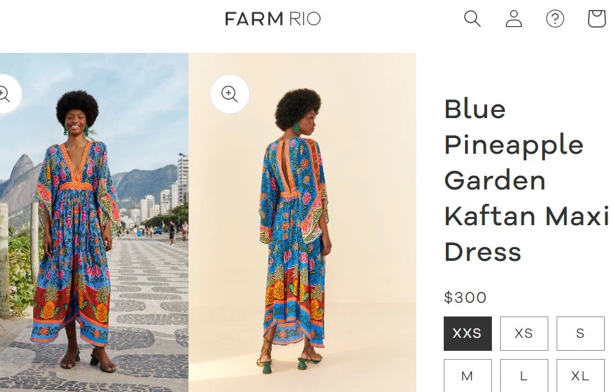 FARM RIO Blue Pineapple Garden Kaftan Maxi Dress Regular price $300- Small