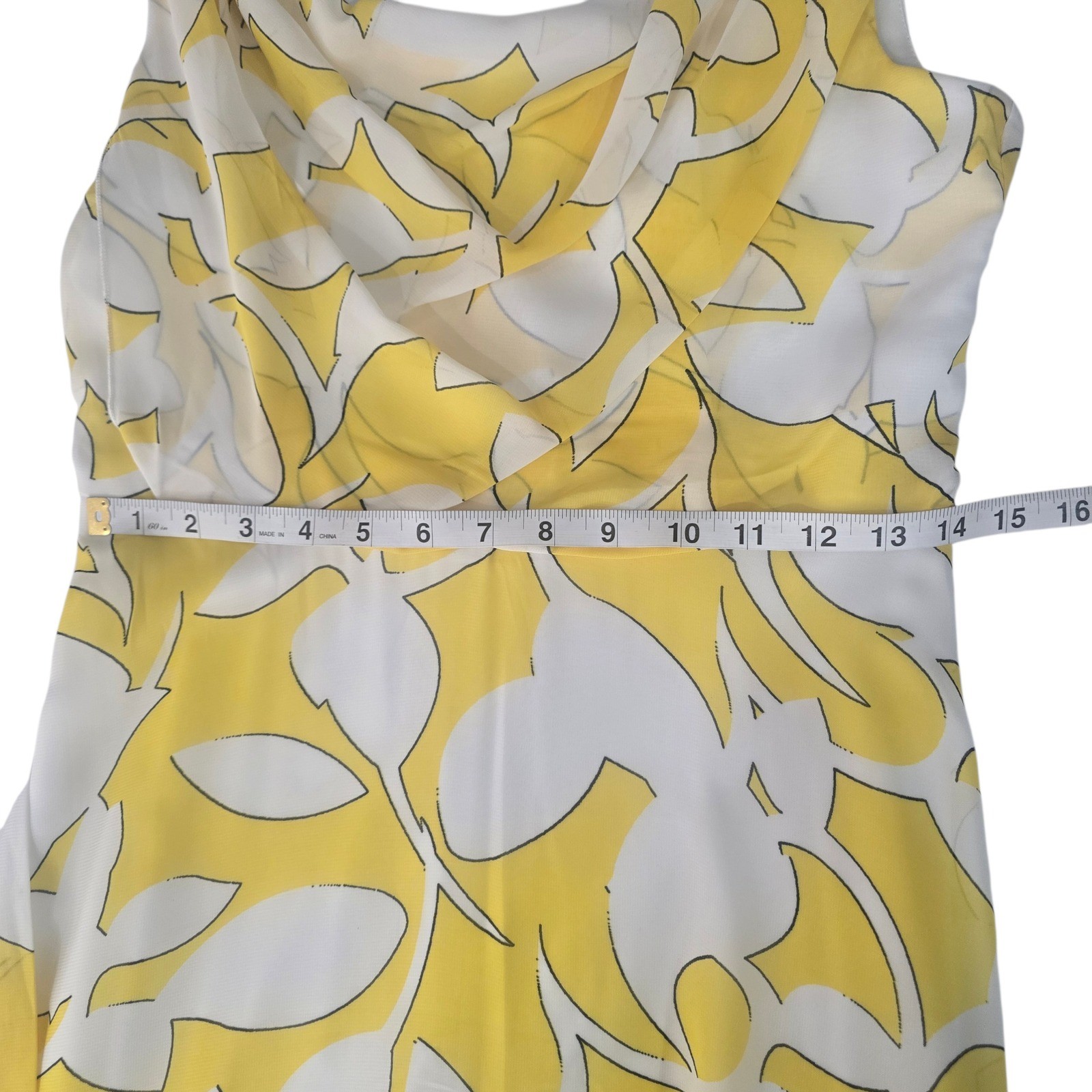 Bisou Bisou Michele Bohbot Yellow Floral Cowl Neck Maxi Dress Size 8 NWT