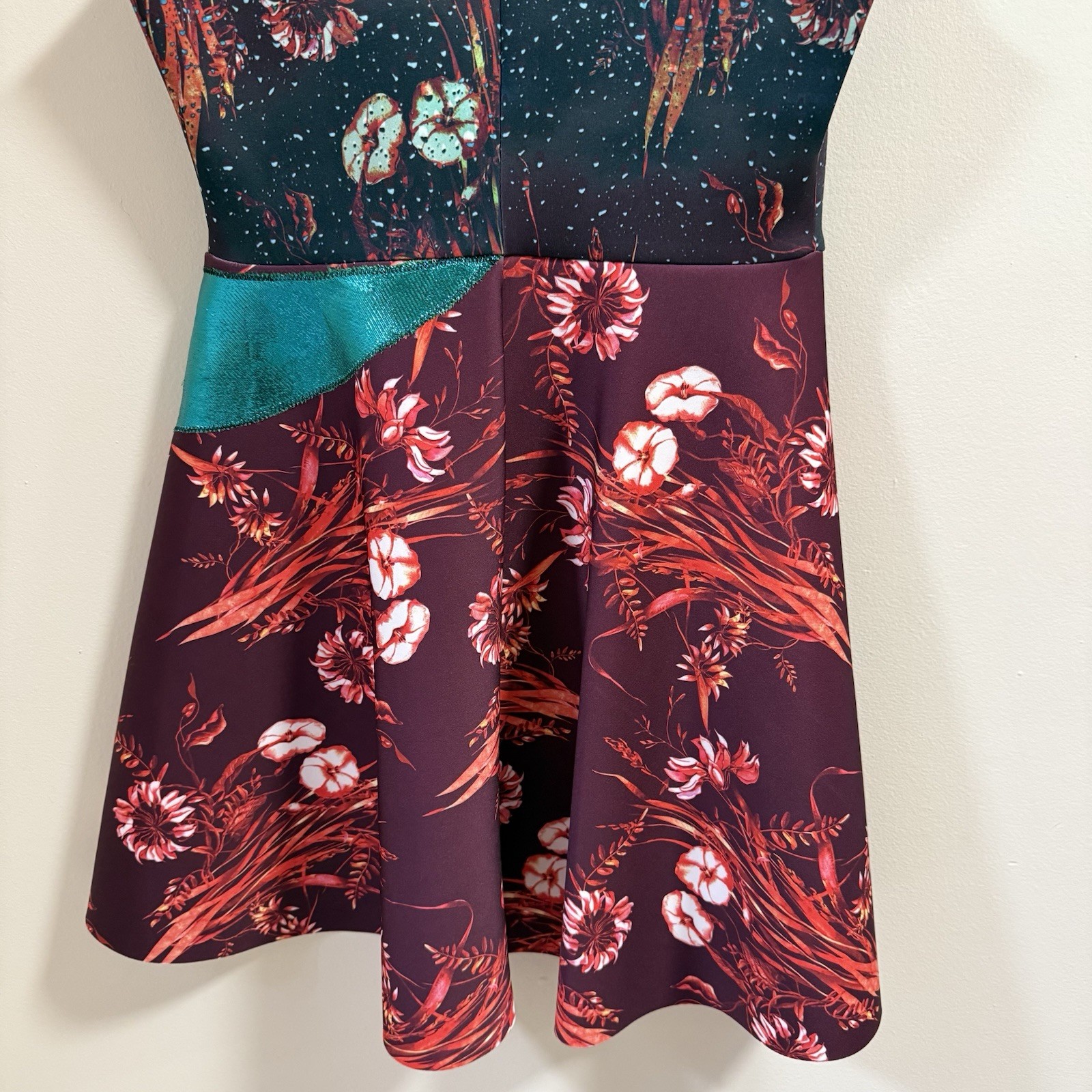 CLOVER CANYON Large Floral Abstract Digital Print Fit Flare Mini Dress