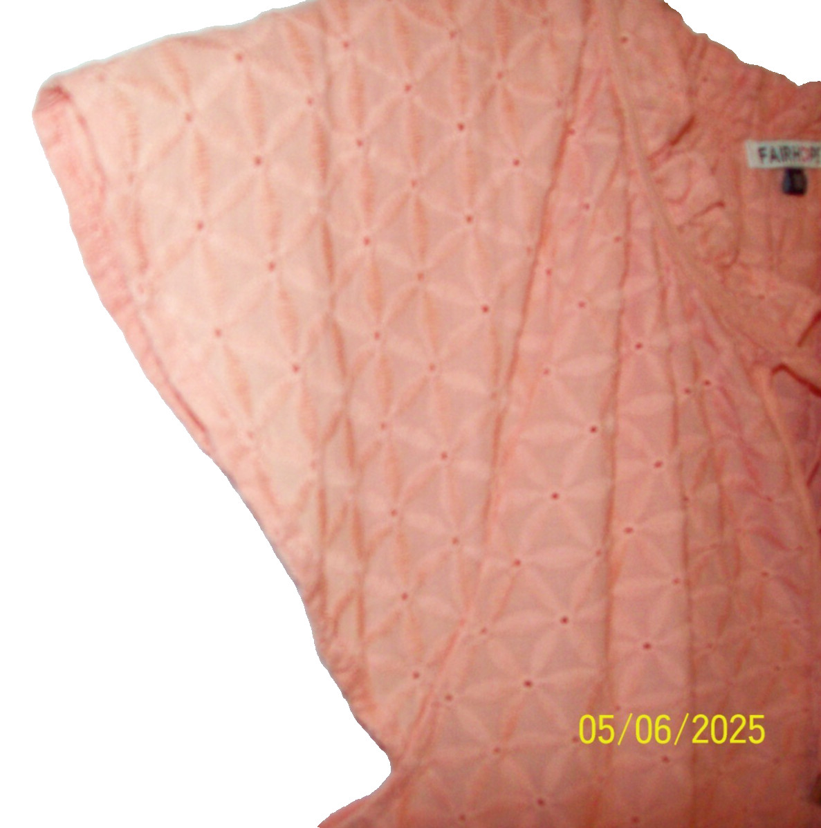 NWT FAIRHOPE Romantic PEACHY ORANGE Eyelet SS Midi Dress SZ M Bust 40″ (RC)