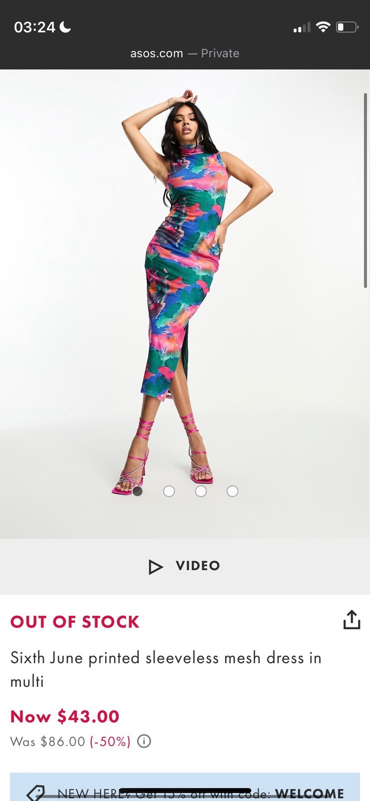 Sixth june maxi mesh bodycon full length fitted dress multicoloured size S 6/8