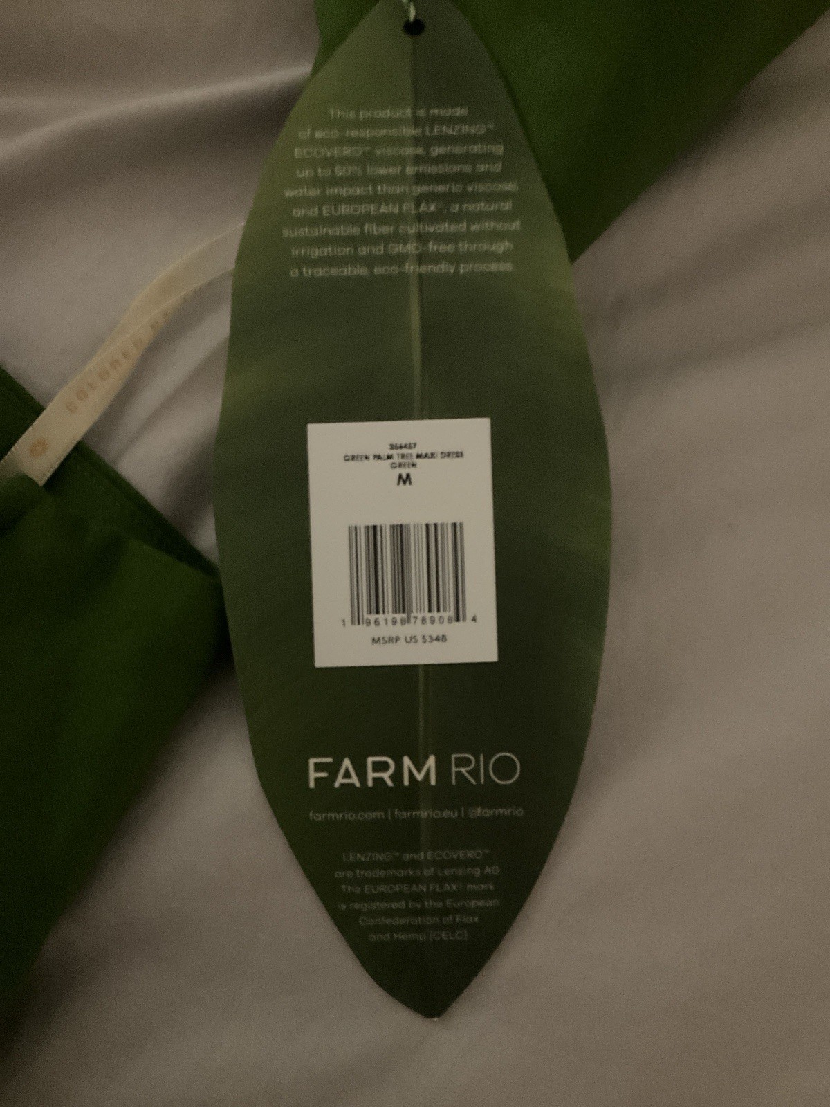 FARM Rio Green 3d Palm Tree Cut-Out Midi Dress, Size M
