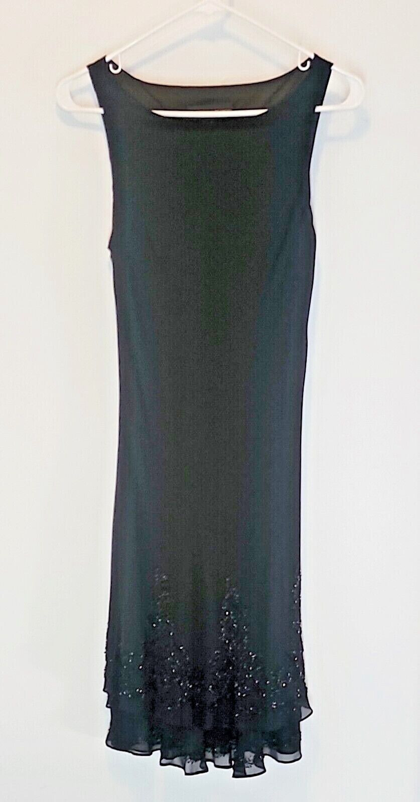 Jones NY 100% Silk Black Dress Layer Beaded & Layered Hem Women’s Size 10 MEDIUM