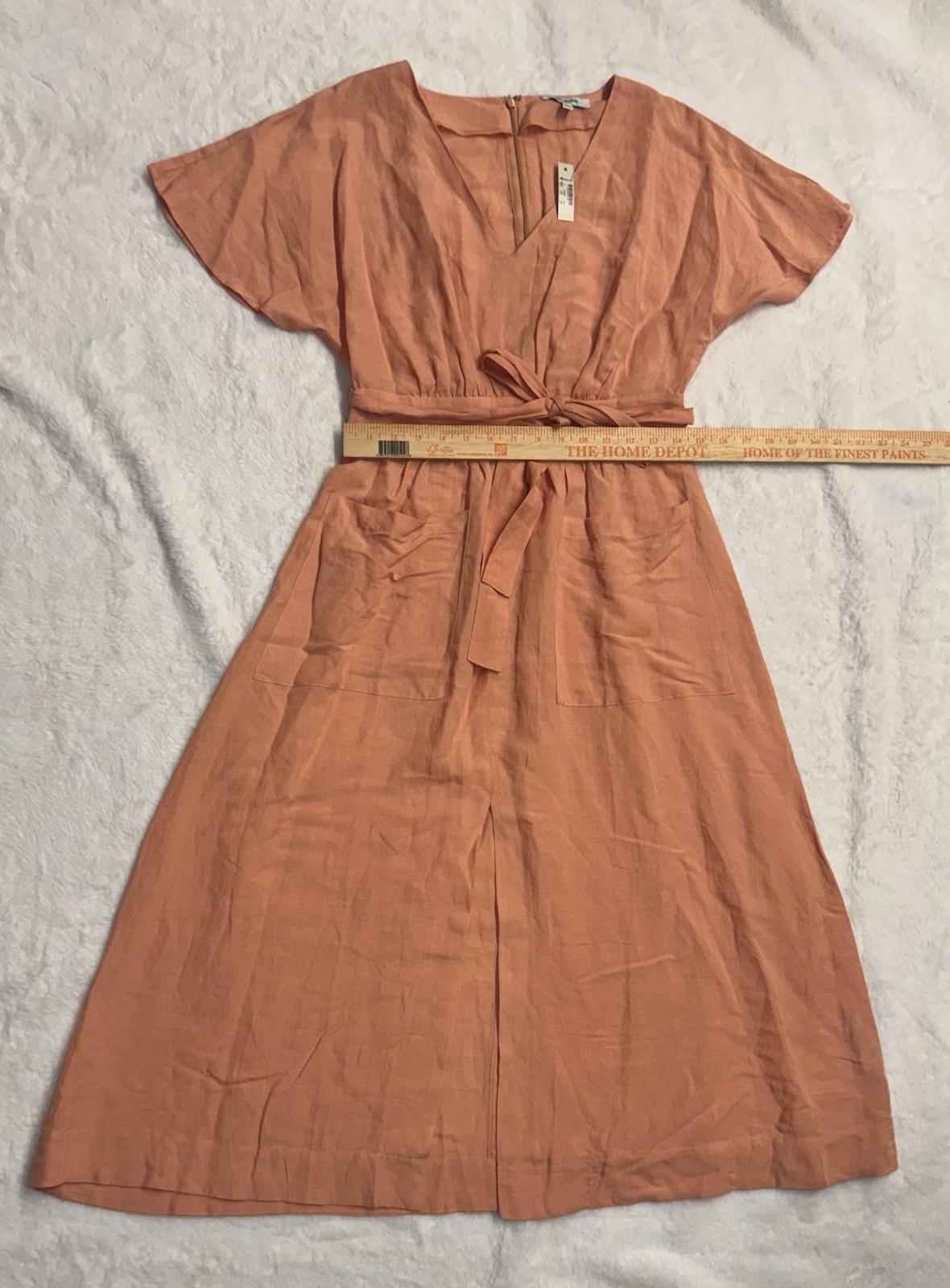 Madewell Linen Blend Dolman Sleeve Tie Waist Utility Midi Dress Tulip Size 4