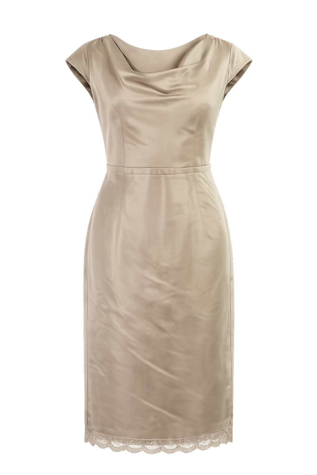 Banana Republic Dress Midi Mad Man Retro Lace Hem Cowl Neck Size T2 UK 6