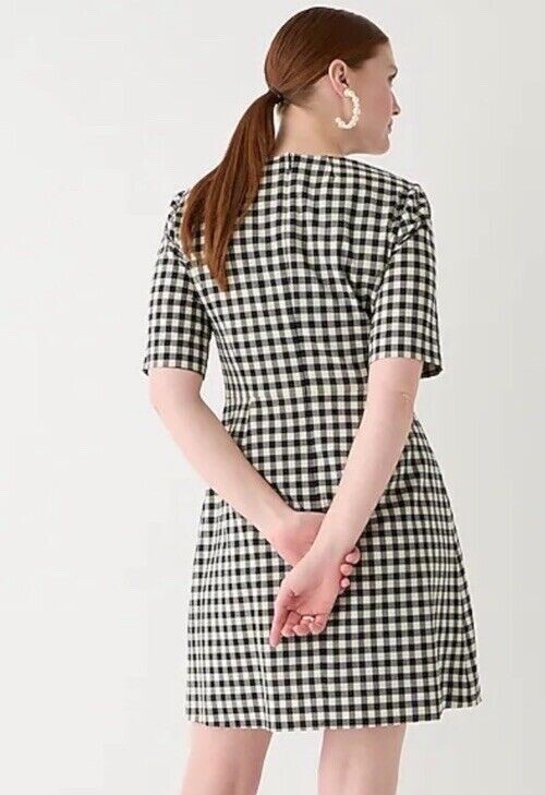 J. Crew Mini Dress Size 0 Gingham Bi Stretch Wool Blend Tollegno 1900 Career