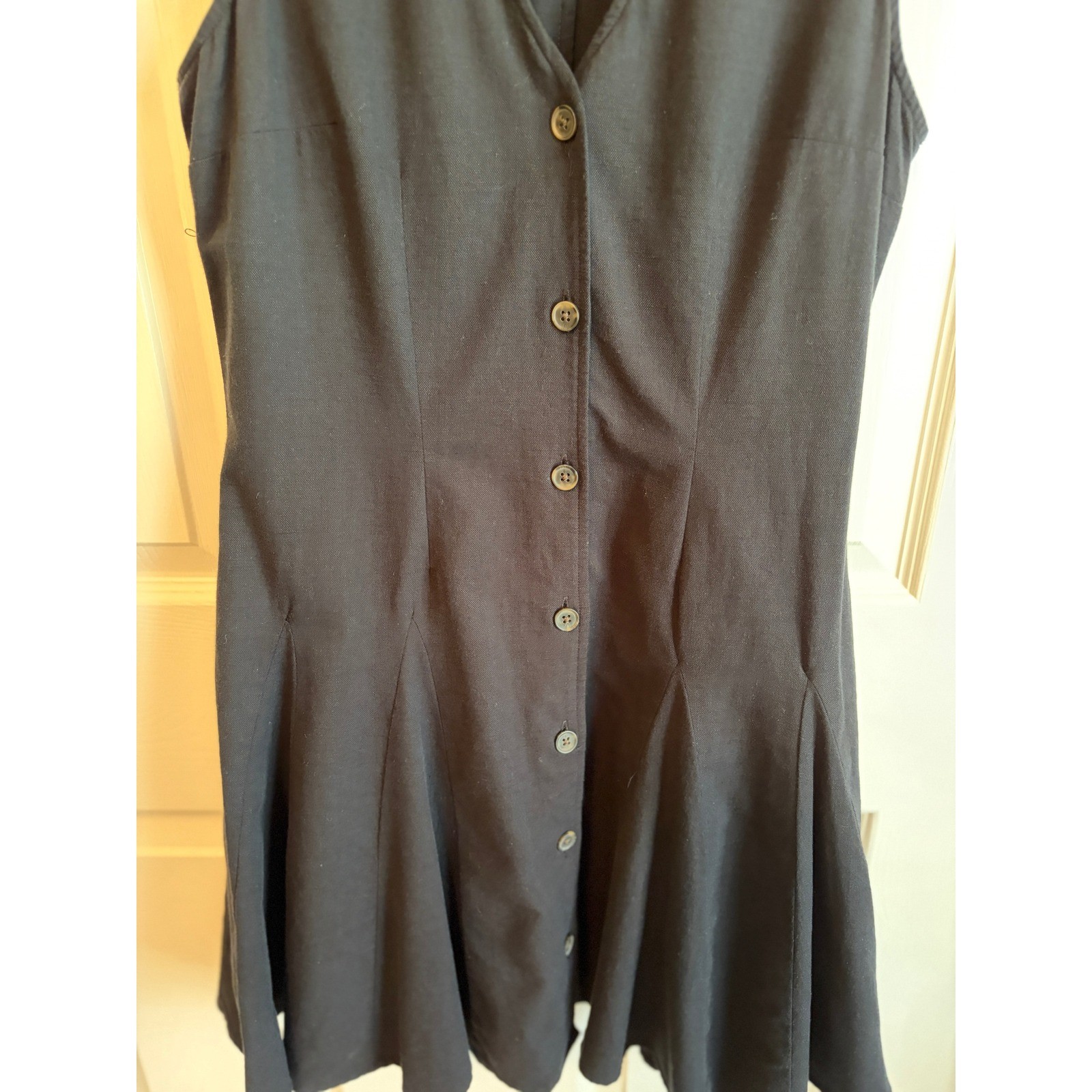 Universal Thread Womens Black Sleeveless Button Front Mini Dress Side Pockets S
