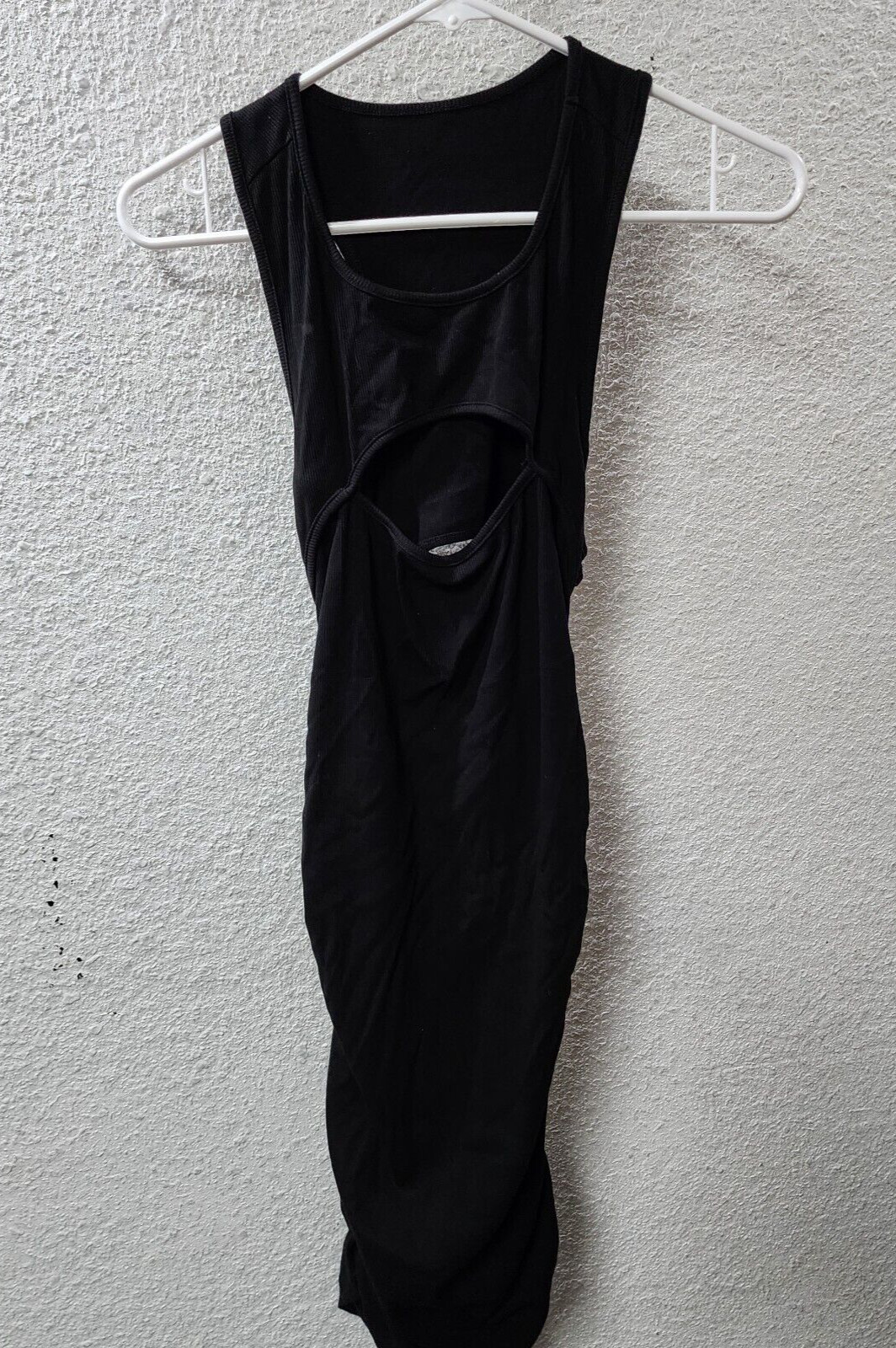 Women’s Summer Bodycon Sleeveless Cutout Ruched Slim Fit Tank Dress, Black, L