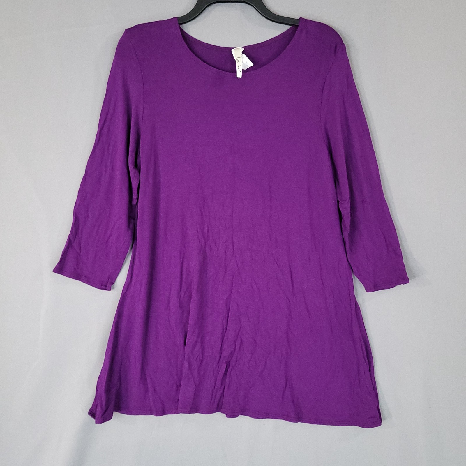 Isaac Liev Women’s Purple M Rayon Spandex Tunic Dress 3/4 Sleeve