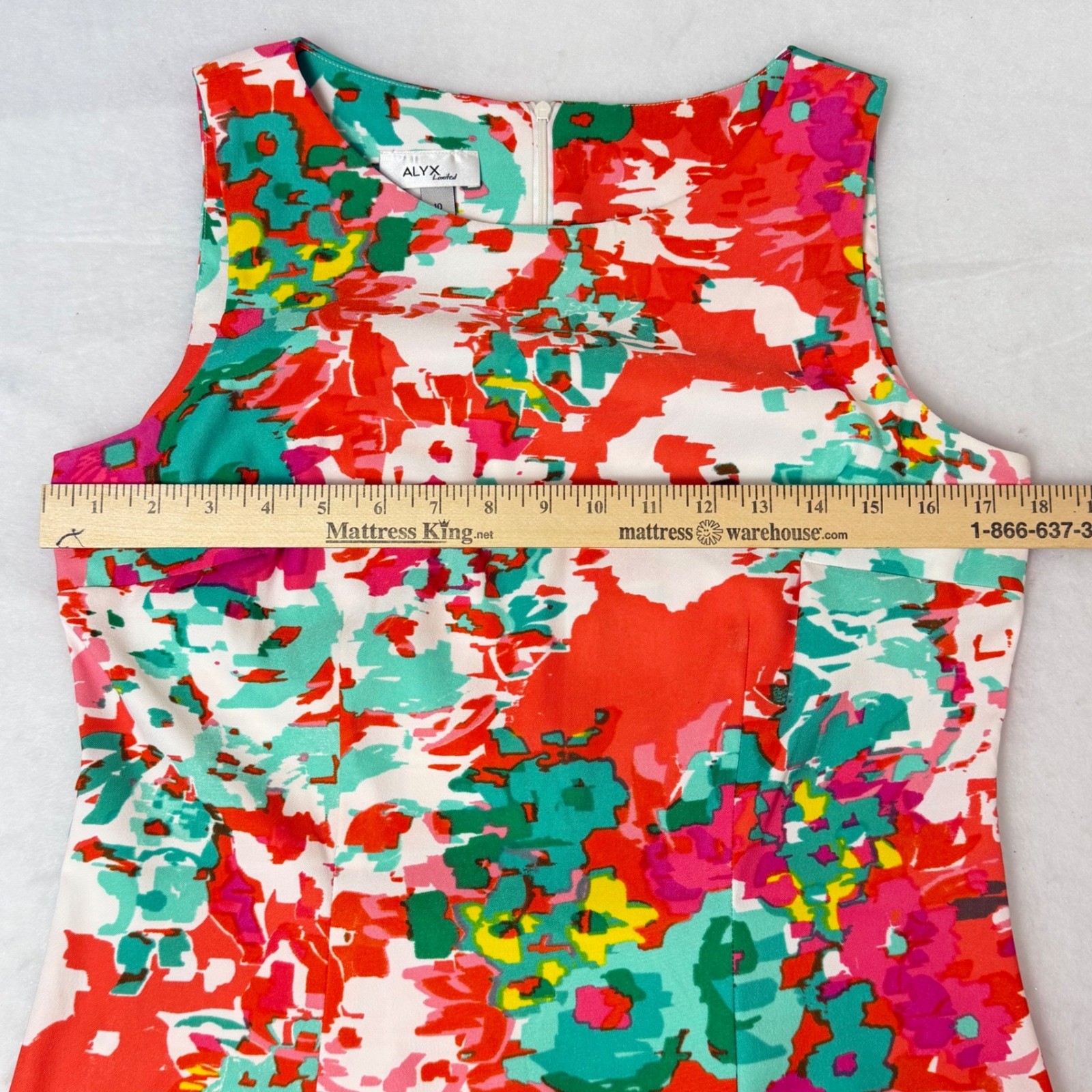 Alyx Limited Womens Abstract Multi Floral Sheath Dress Orange Teal Pink Size 10