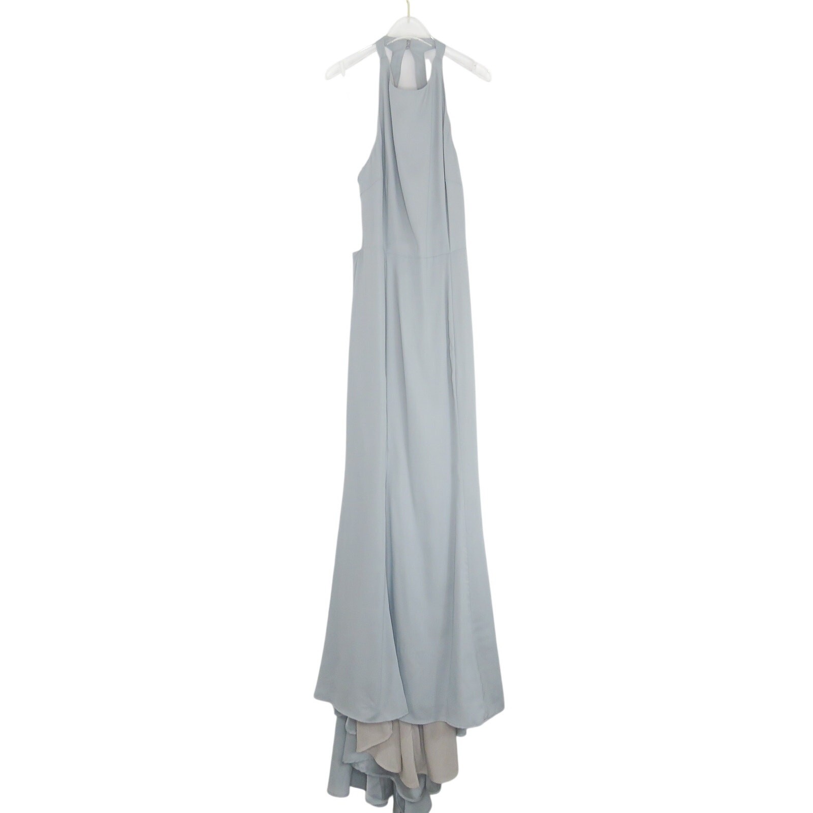 Jarlo Soft Gray Long High Neck Open Back Maxi Dress Bridal Gown Size 14