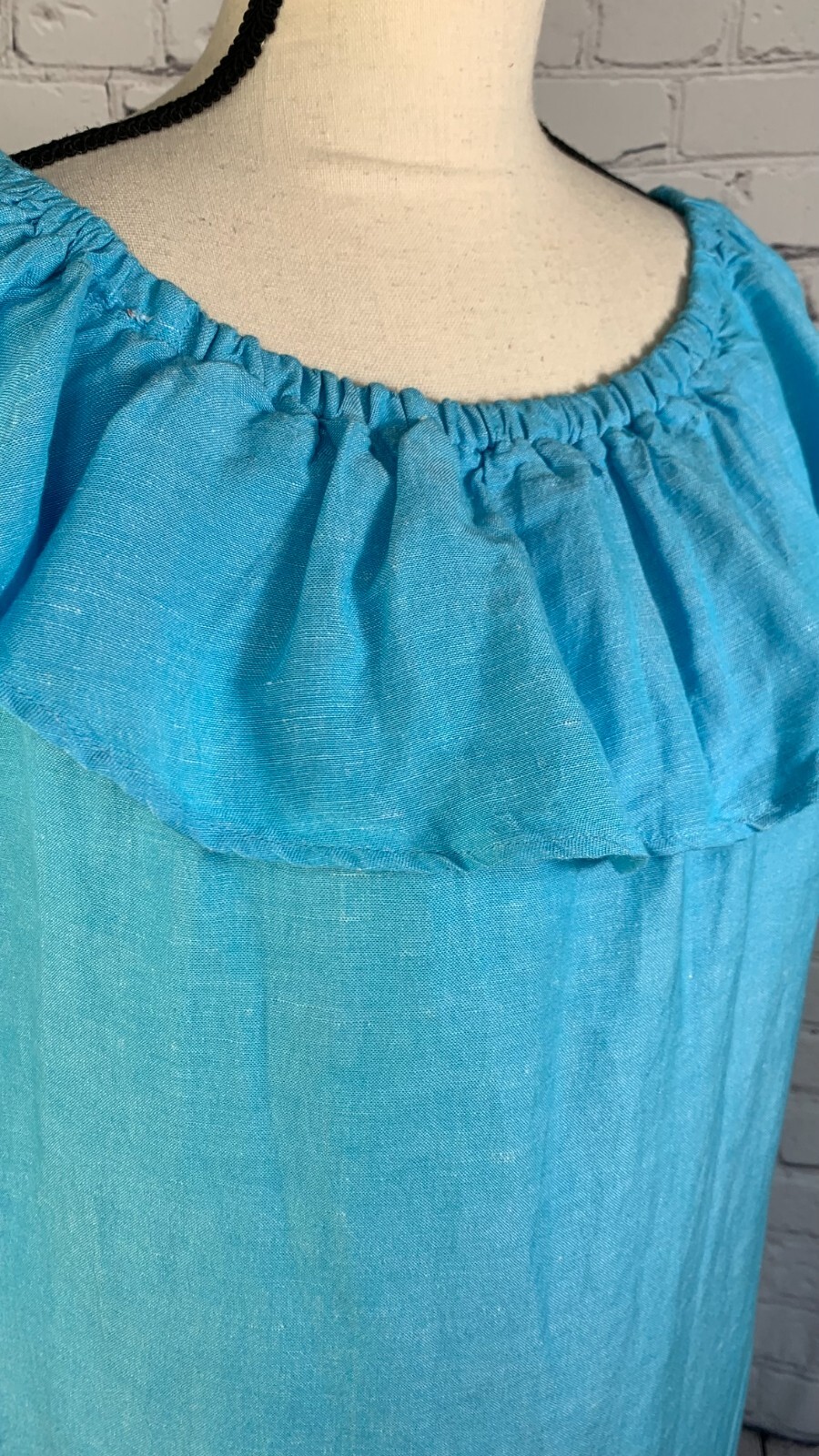 NEW Tommy Bahama Blue Linen Blend Off Shoulder Dress with Pockets Size XS