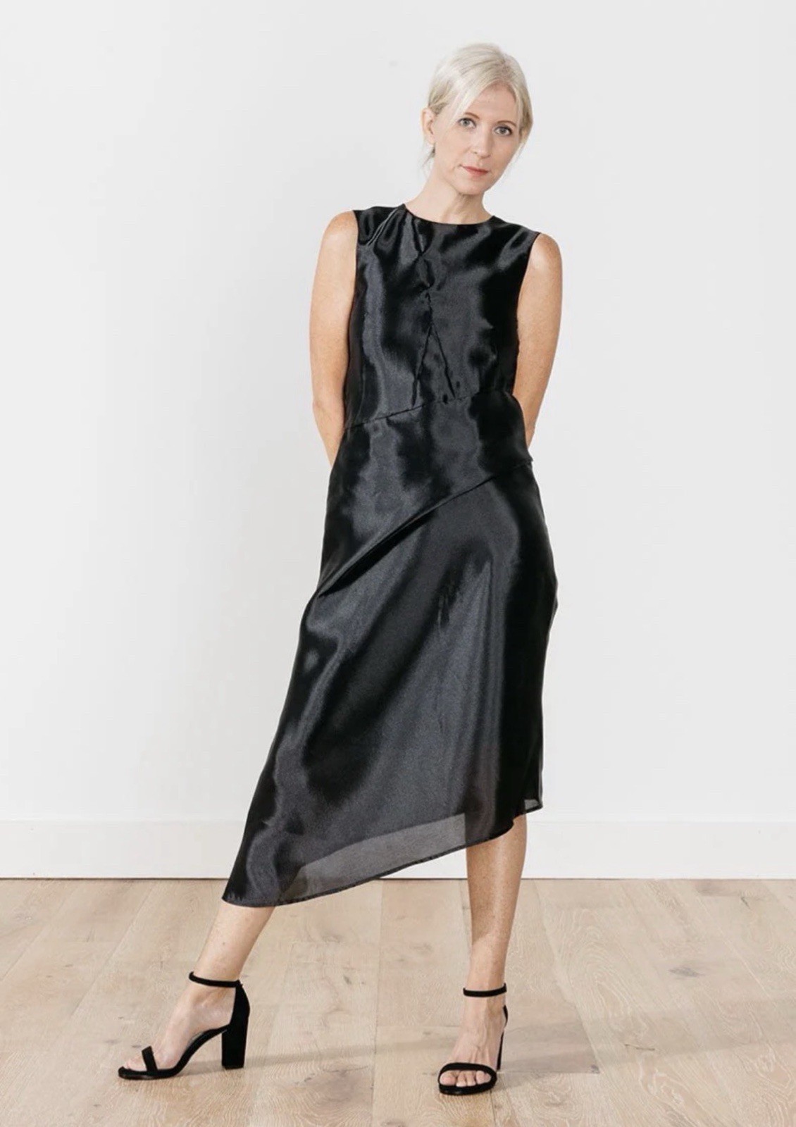 CHRISTIAN WIJNANTS Size 38 Dato Organza Dress Black Asymmetrical Hem Sleeveless