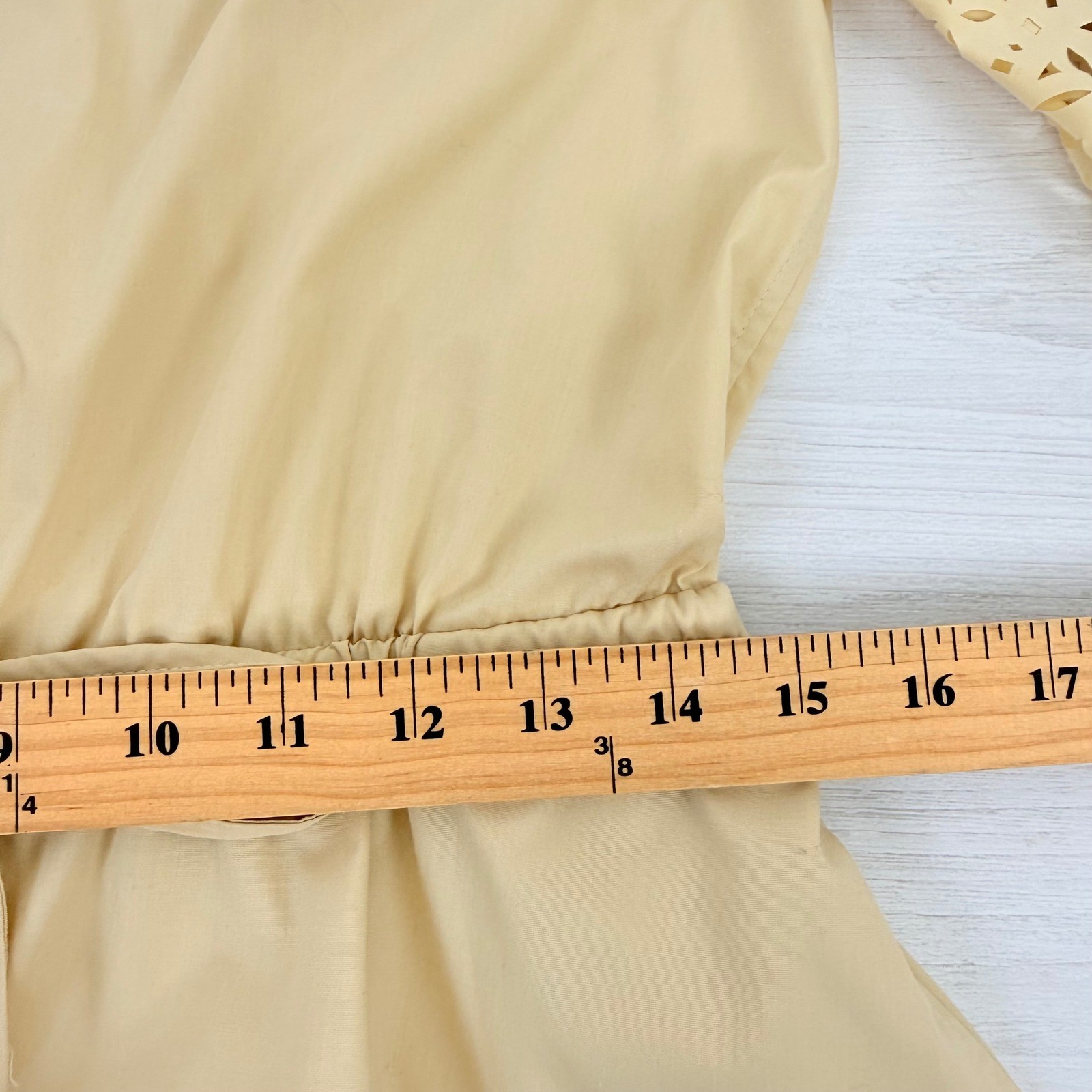 Lauren Ralph Lauren Eyelet Laser Cut Poplin Midi Dress Size 8 Beige Feminine