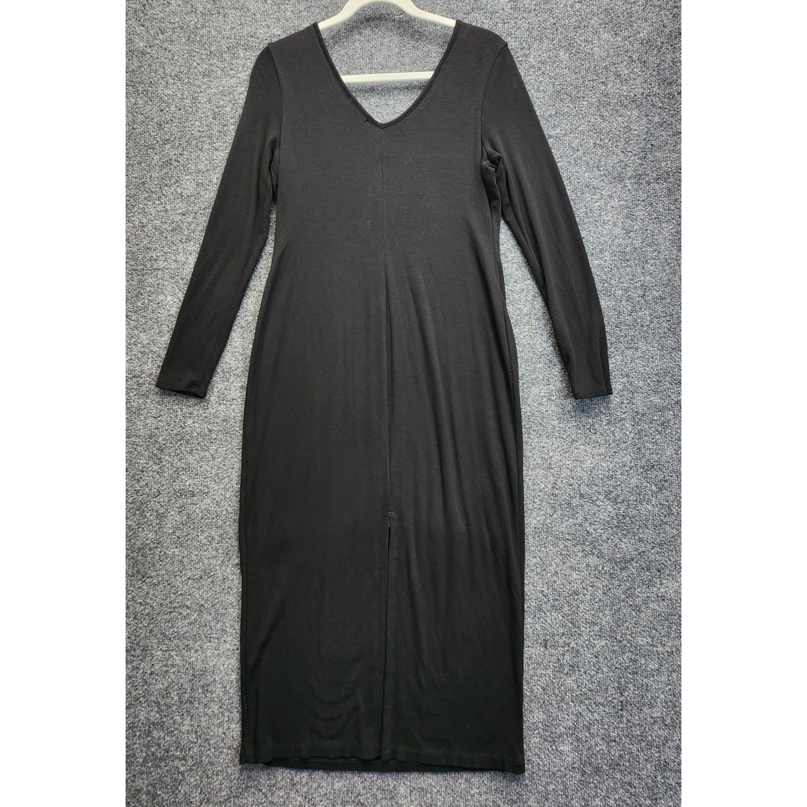 Marine Layer Lexi Rib Women’s Long Sleeve V Neck Ribbed Dress Black Size M