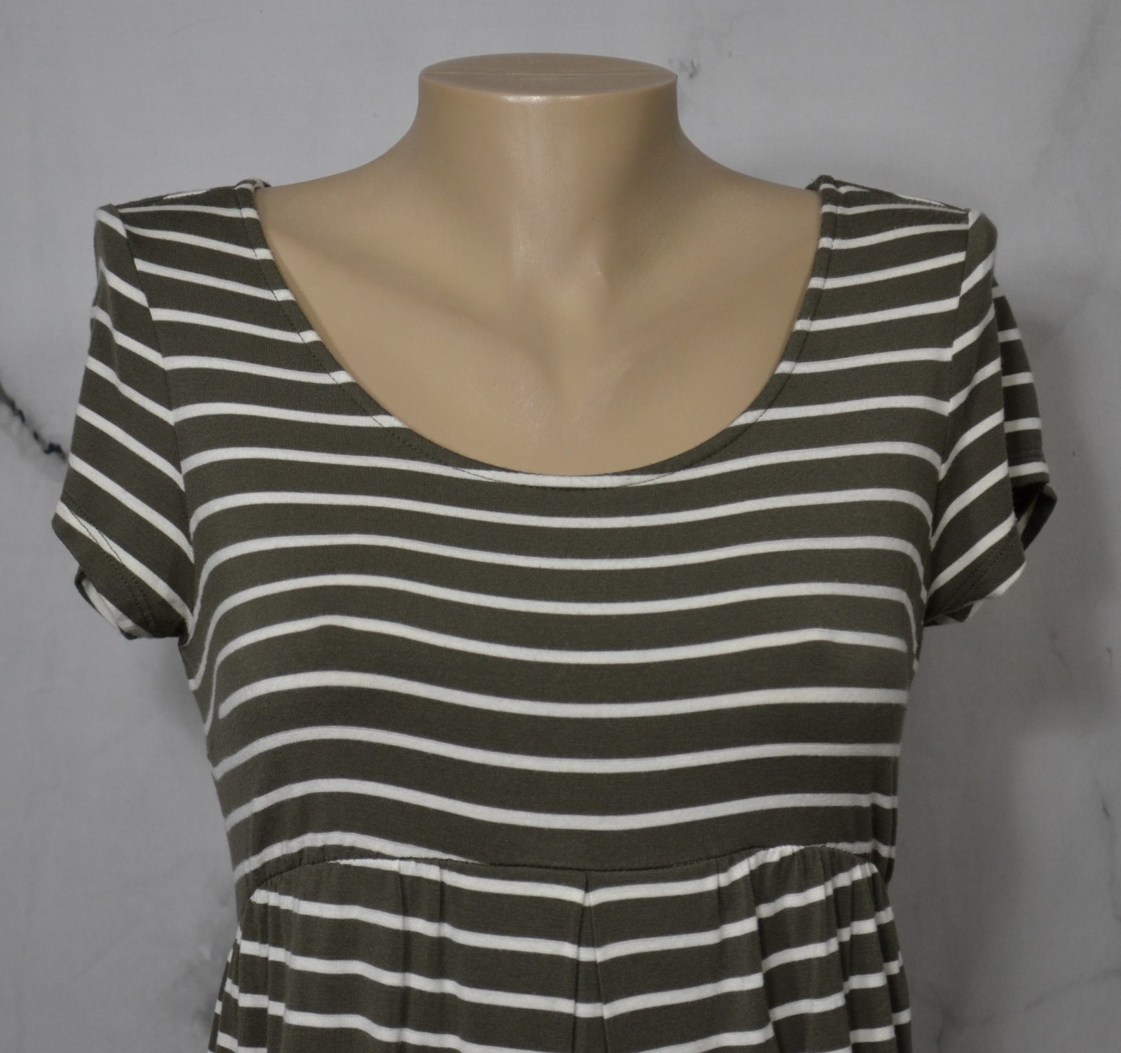 ISABEL MATERNITY BY INGRID & ISABEL Olive Cream Striped Stretch Jersey Dress XS