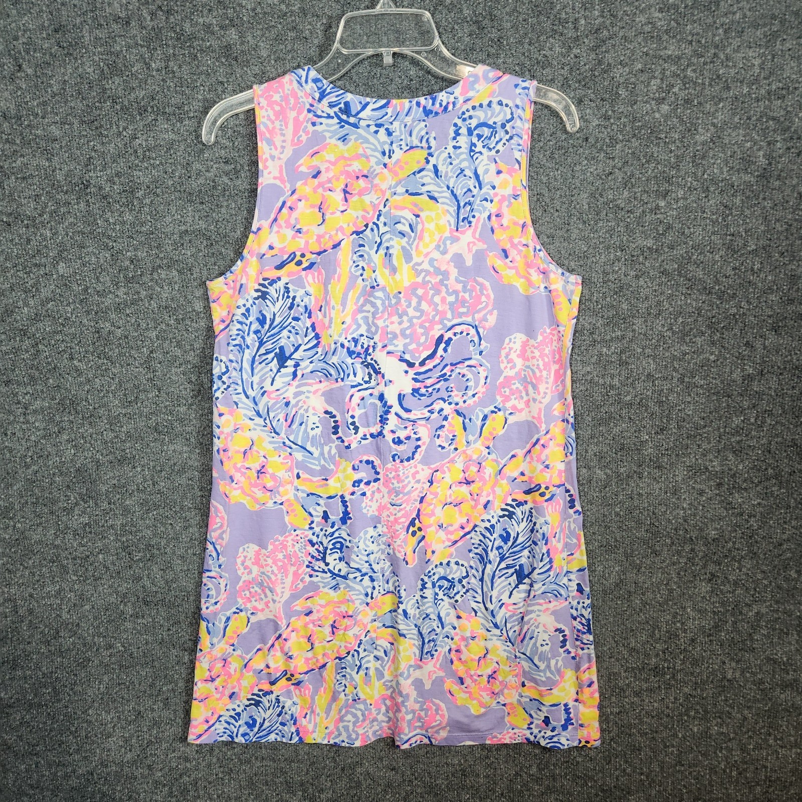 Lilly Pulitzer Womens Amina Swing Dress Medium Lilac Verbena V-Neck Pima Cotton