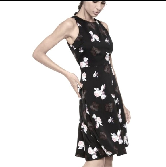 NWT Banana Republic Racerback Floral Dress Black pink white US 4