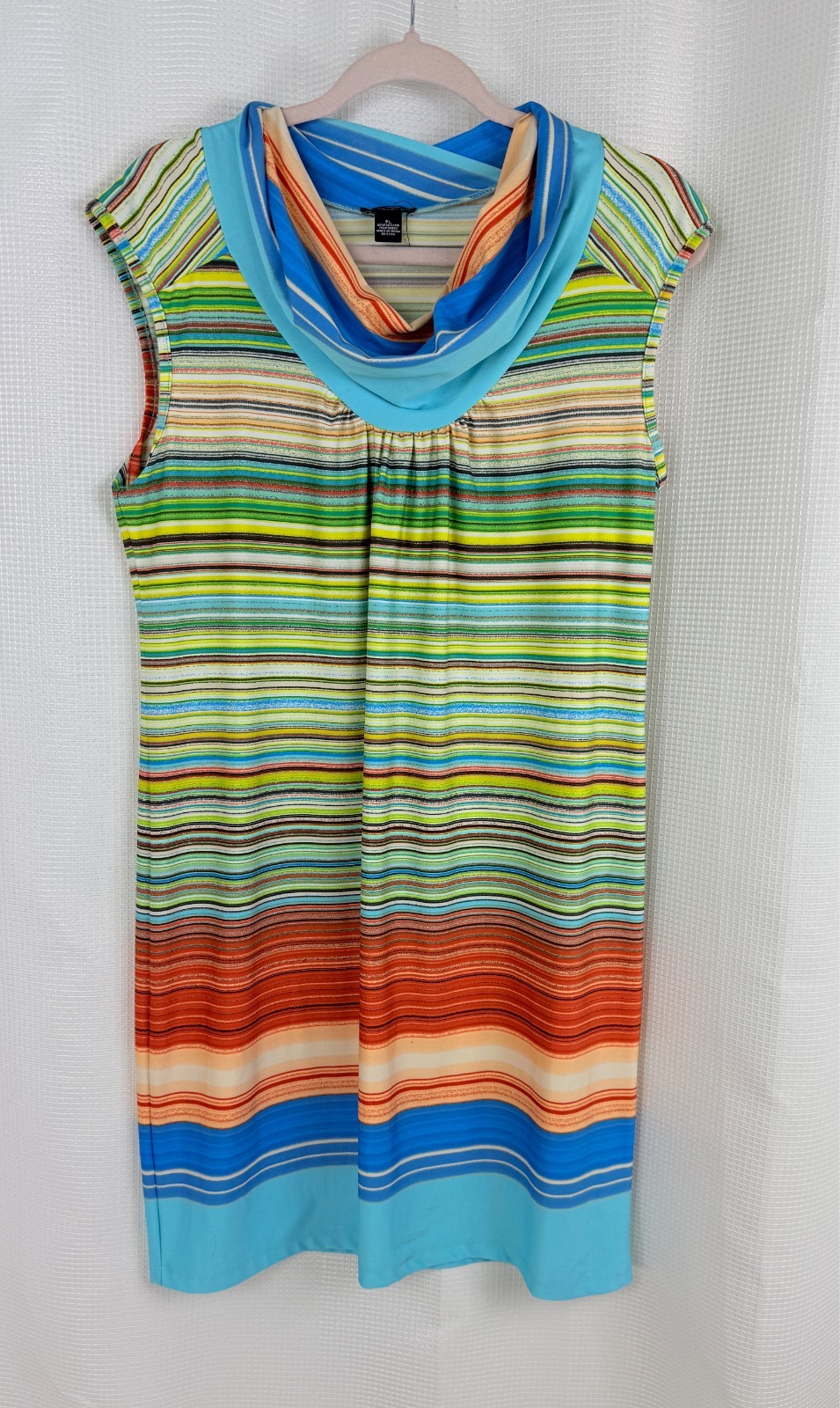 New Directions Womens Petite Large Sheath Dress PL Multicolor Striped Sleeveless