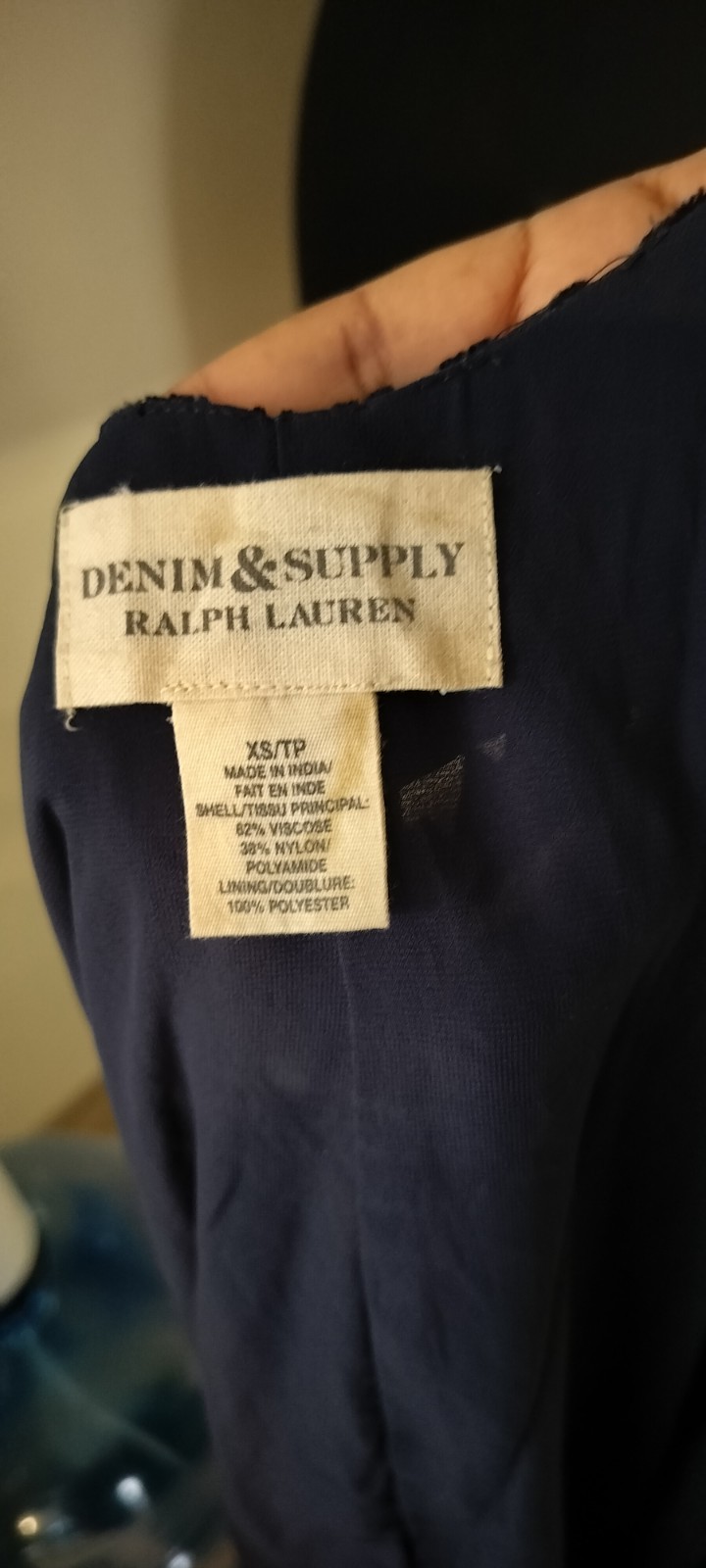 Denim & Supply Ralph Lauren Navy Gold Geometric Lace Maxi Sweetheart XS/TP