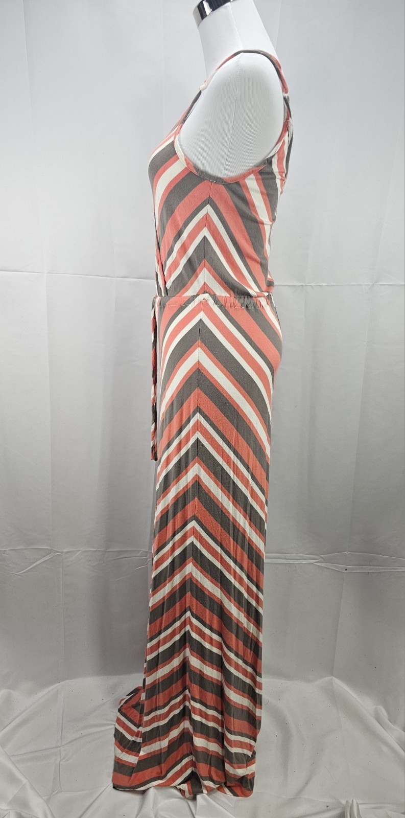NWT Bobi Los Angeles Size Large Pink & Gray Striped Long Cotton Boho Sundress