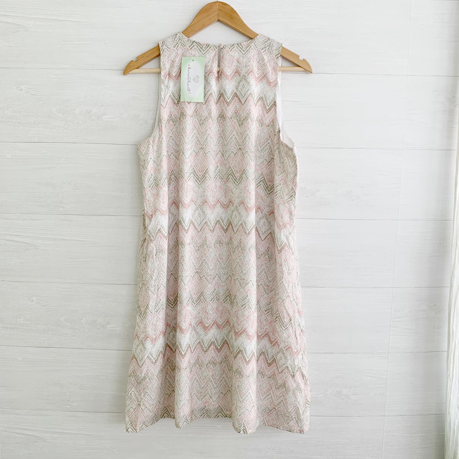 NWT Keren Hart – Pale beige pink chevron sleeveless A-line dress lined, L