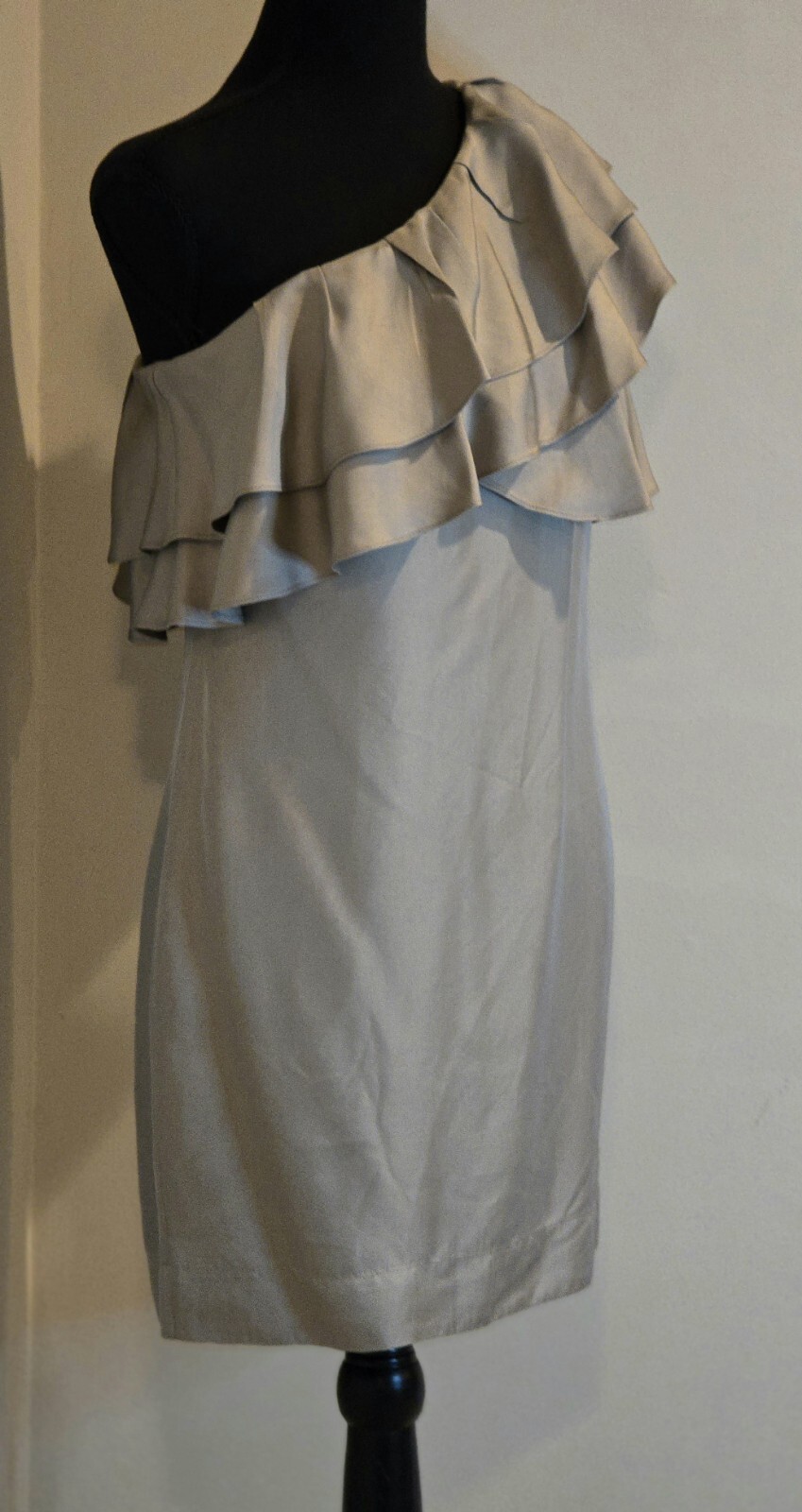 Banana Republic Silk One Shoulder Strap Shift Dress Ruffels Sleeveless Sz 2…