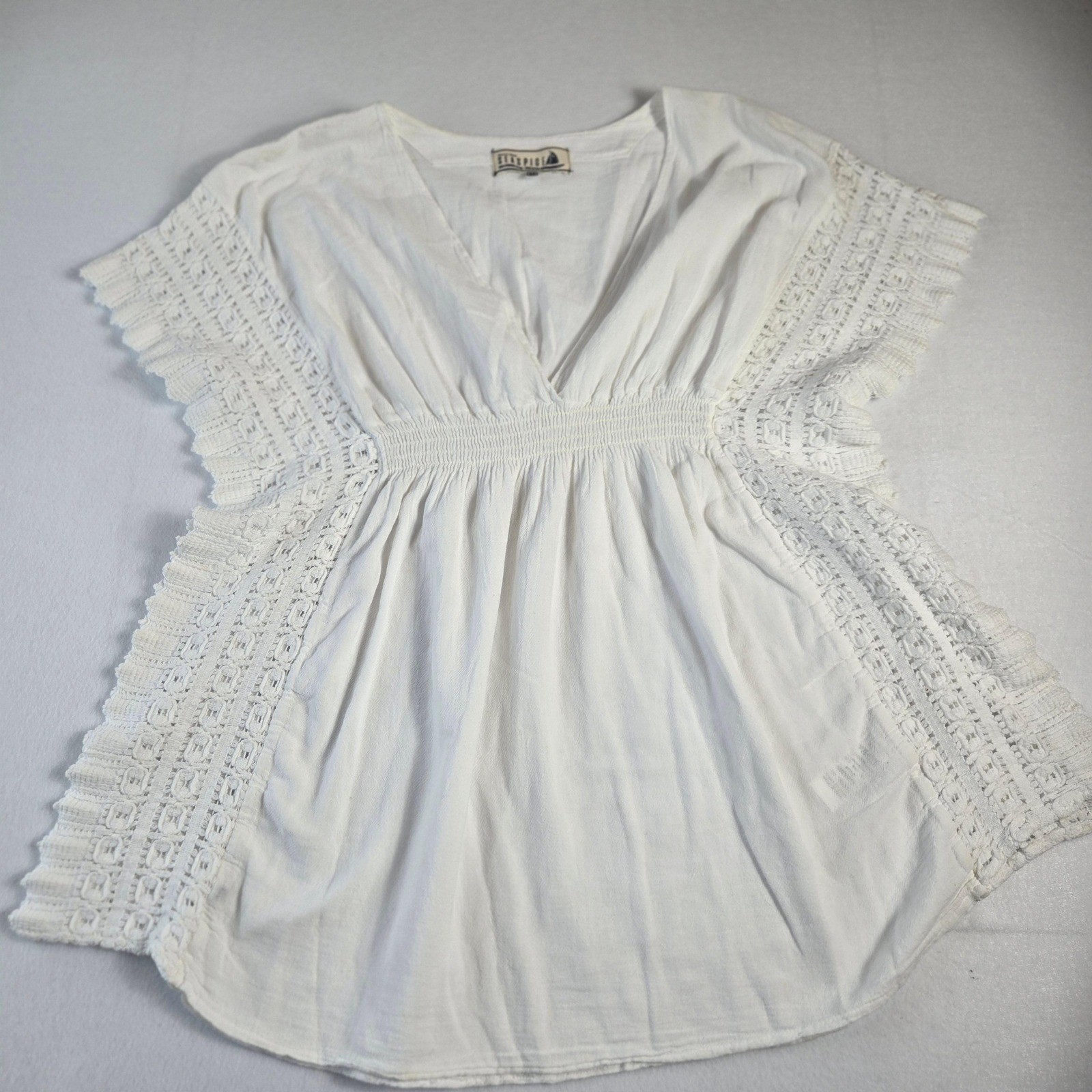 Seaspice Resort Dress Women Medium White Excellent Cotton Crochet Lace (D8)