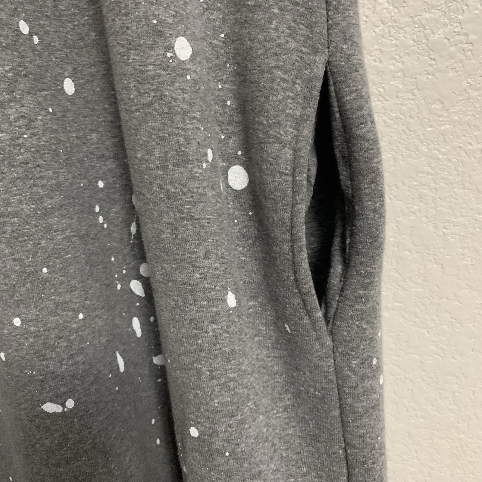 Clare V Sweatshirt Dress Womens M Drop Shoulder Puff Balloon Sleeve Grey Splash
