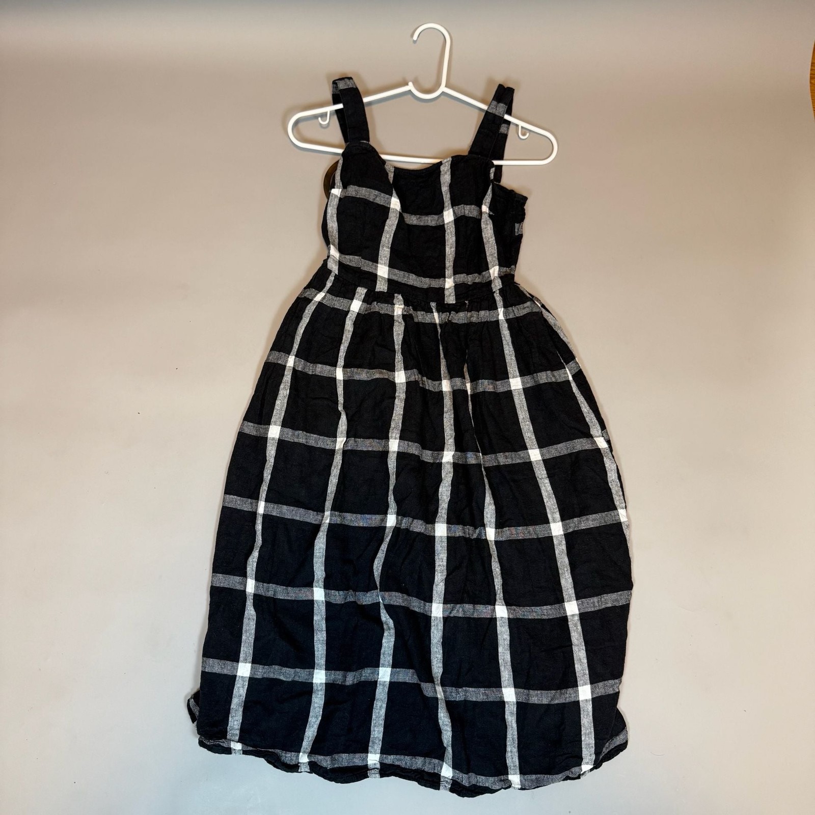 Who What Wear Women’s Black White Windowpane Plaid Midi Dress Size XS