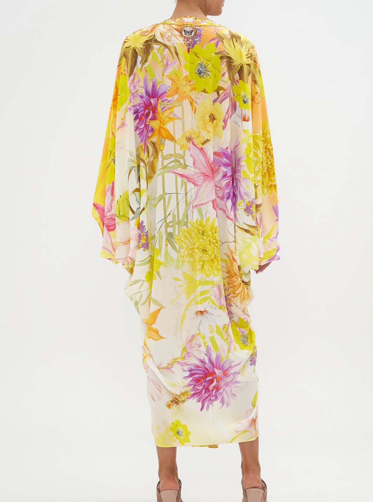 CAMILLA FRANKS YELLOW FLORAL T-SHAPE KAFTAN O/S