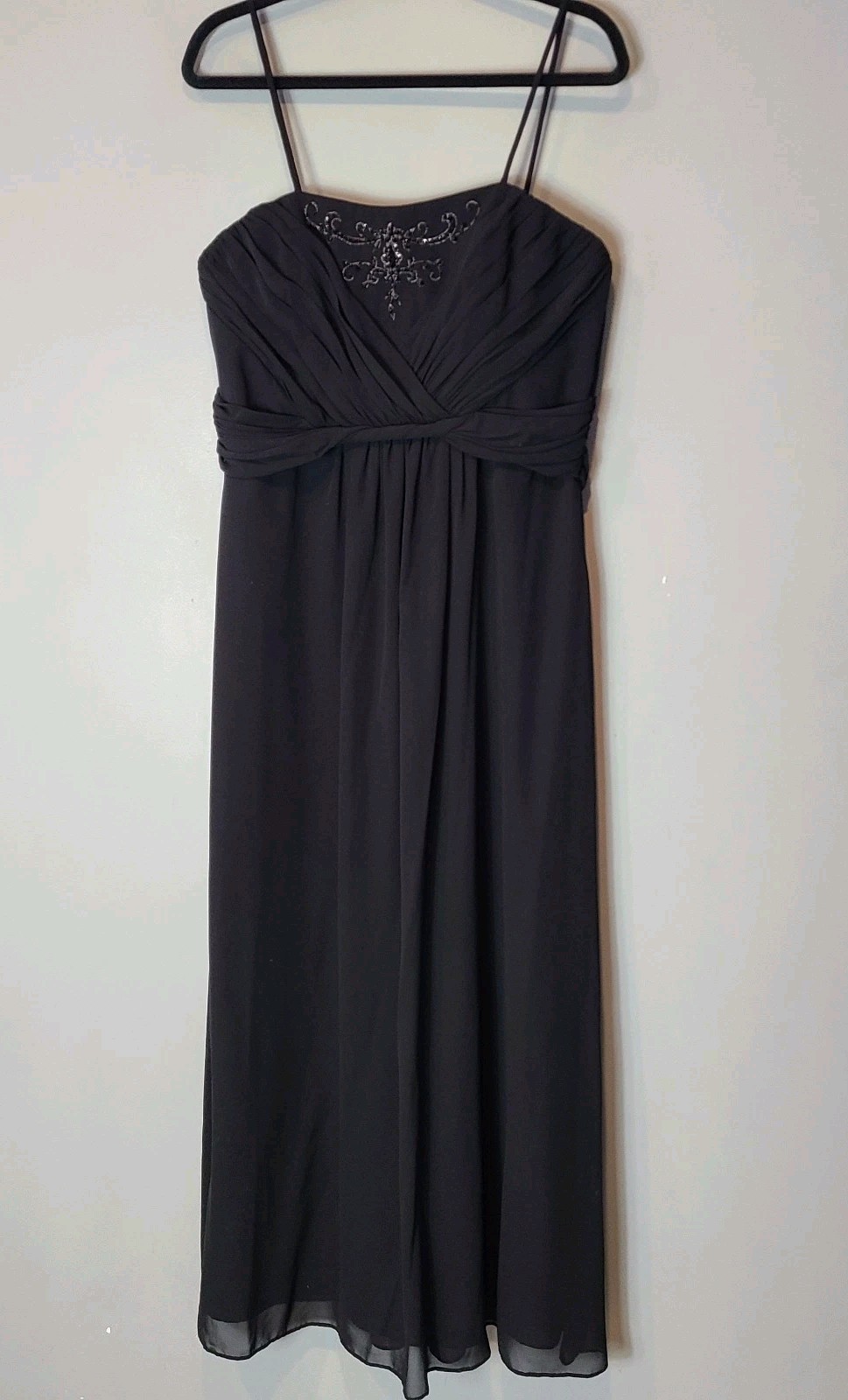 Vintage Y2K Dress Size Large Black Beaded 1920s Regency Wedding Gatsby 20s