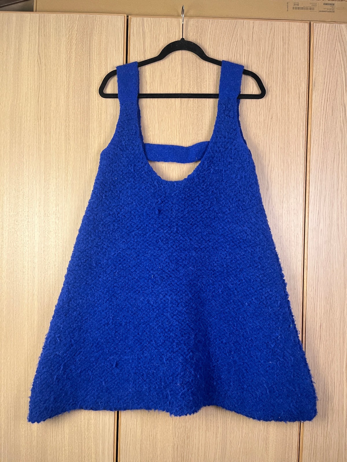 Atelier Delphine Chunky Alpaca Merino Wool Swing Tank Dress — Cobalt Blue, Size