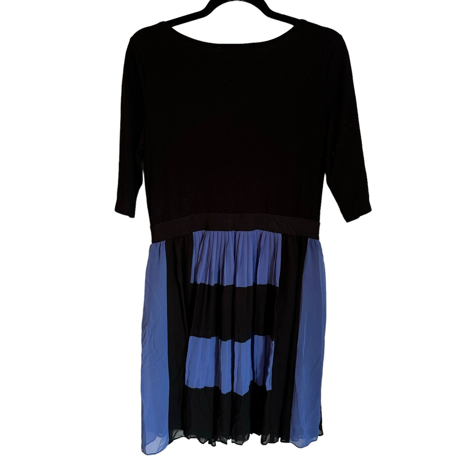 Max & Cleo Dress Size L Black Multi Pleated Fit And Flare Women Dress