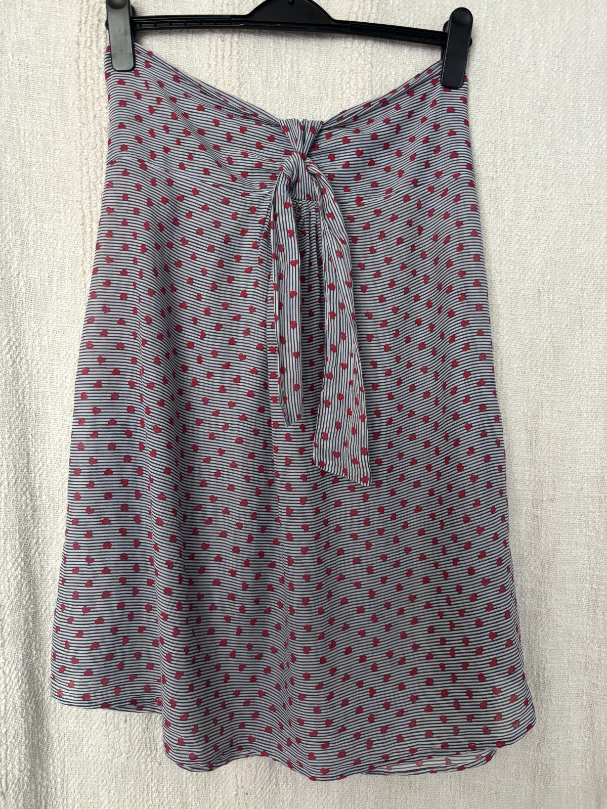 Topshop red white blue stripe heart bow beach dress strapless knee length S