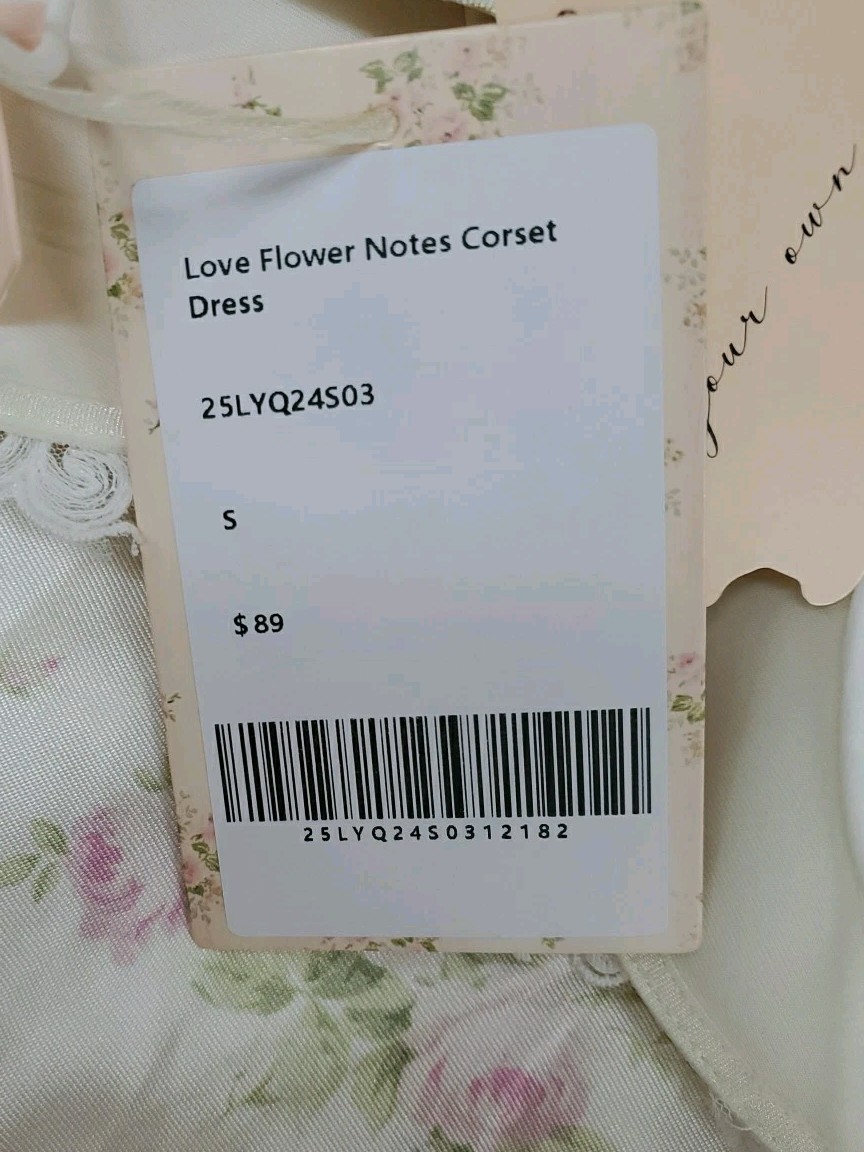 New Lace Made Love Flower Notes Corset Dress Cream/Pink Size Small