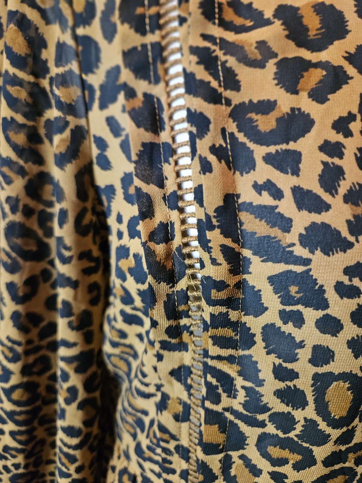 Time and Tru Dress L Silky Leopard Print Boho Hippie Peasant Babydoll Sundress