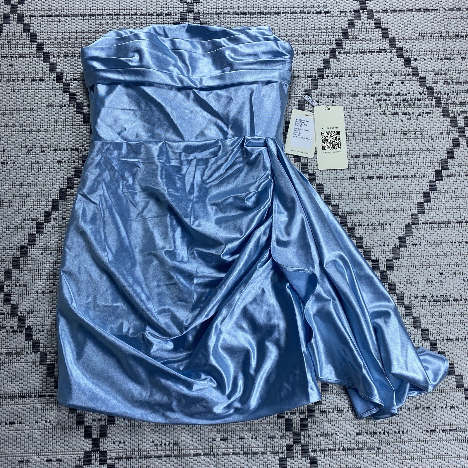 Stacees Women Ruched Bateau Strapless Lace-Up Dress with Draped Sash Sz: 6 NWT