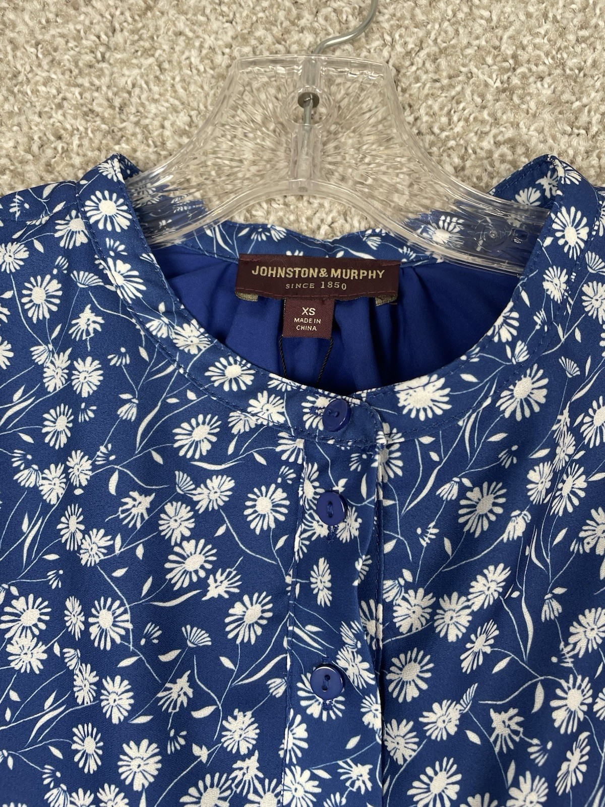 Johnston & Murphy Cap-Sleeve Floral Navy Blue Tier Dress Size XS NWT MSRP $160