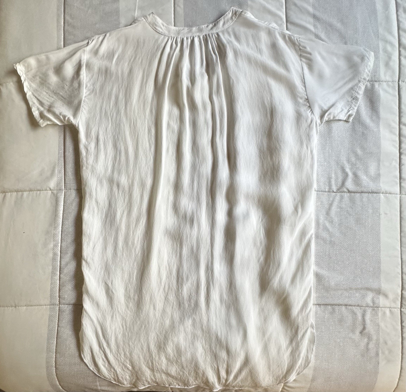 Hard Tail Short Sleeve Tunic Shirt Dress White Size Small