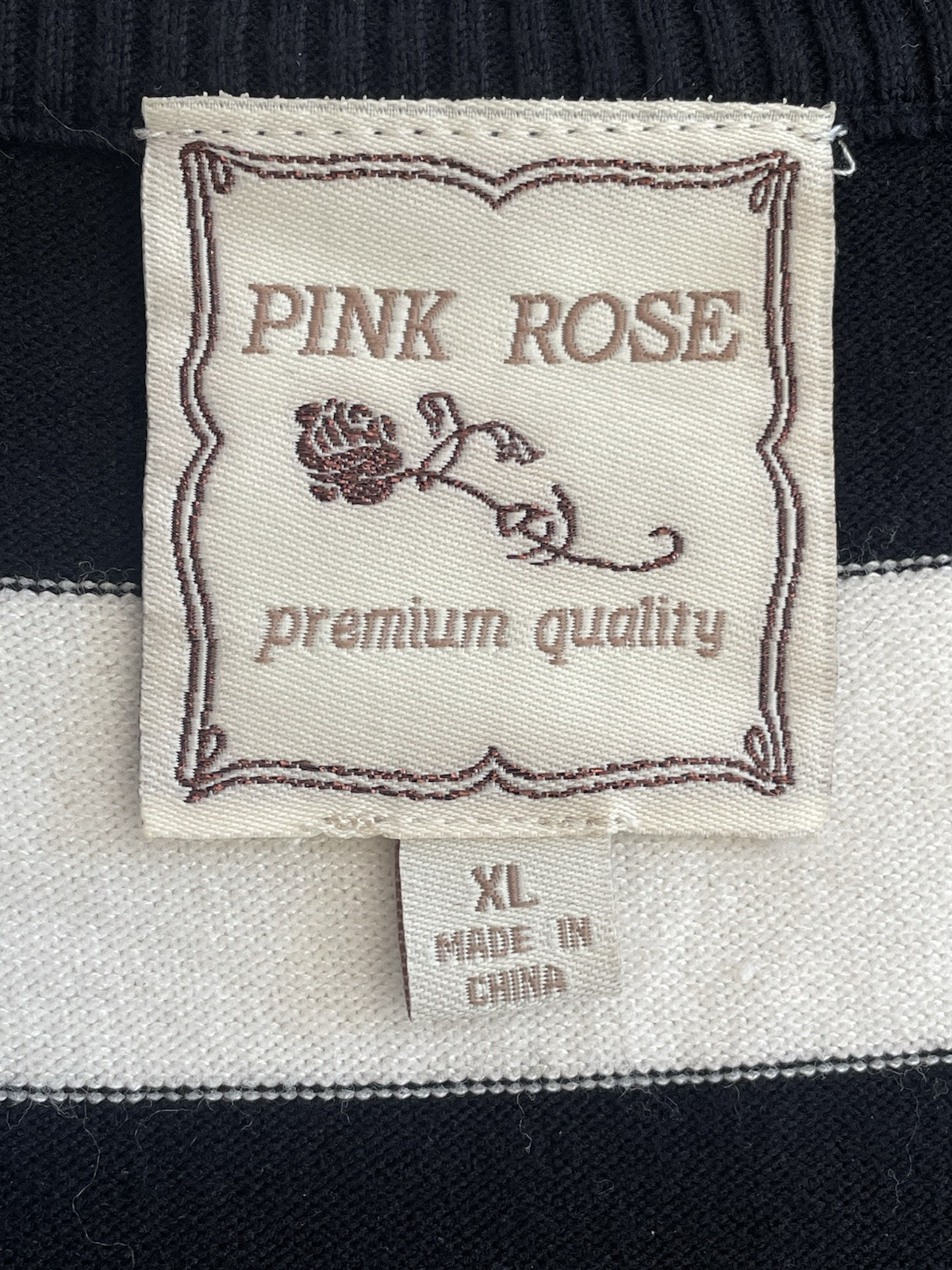 PINK ROSE Womens Black/White Striped Smooth Knit Sweater Dress Sz XL