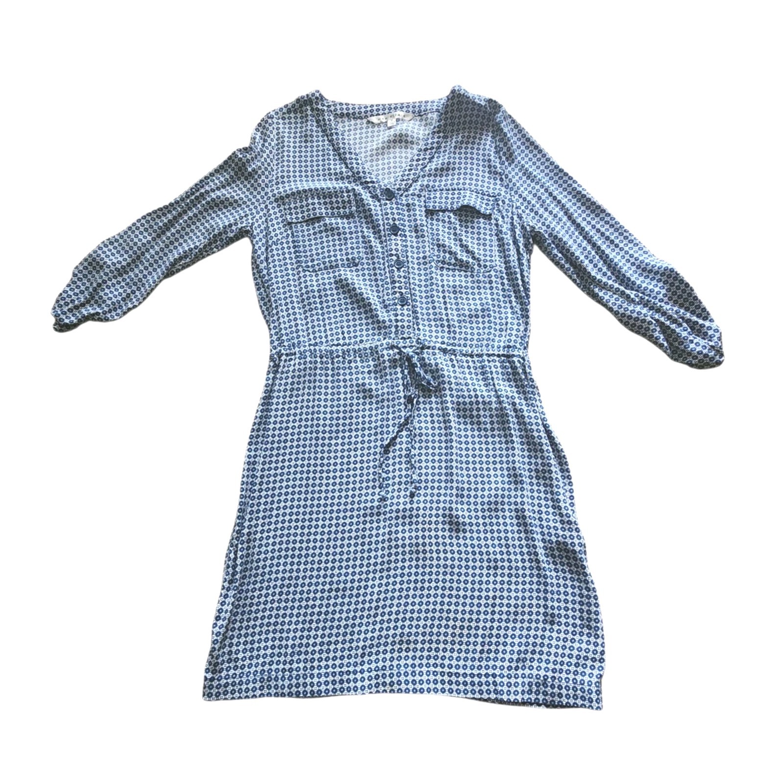 Max Studio Tunic Dress Women’s Size Medium Long Sleeves Drawstring Waist Sheer