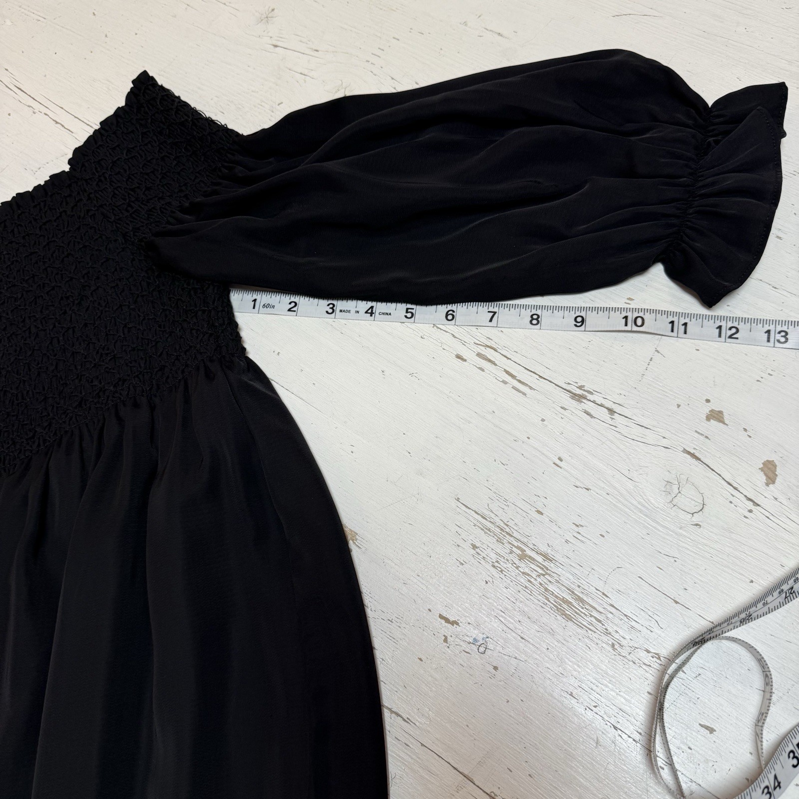 Tuckernuck Jade Melody Tam Smocked Shift Dress XS Black Satin Silky Tunic
