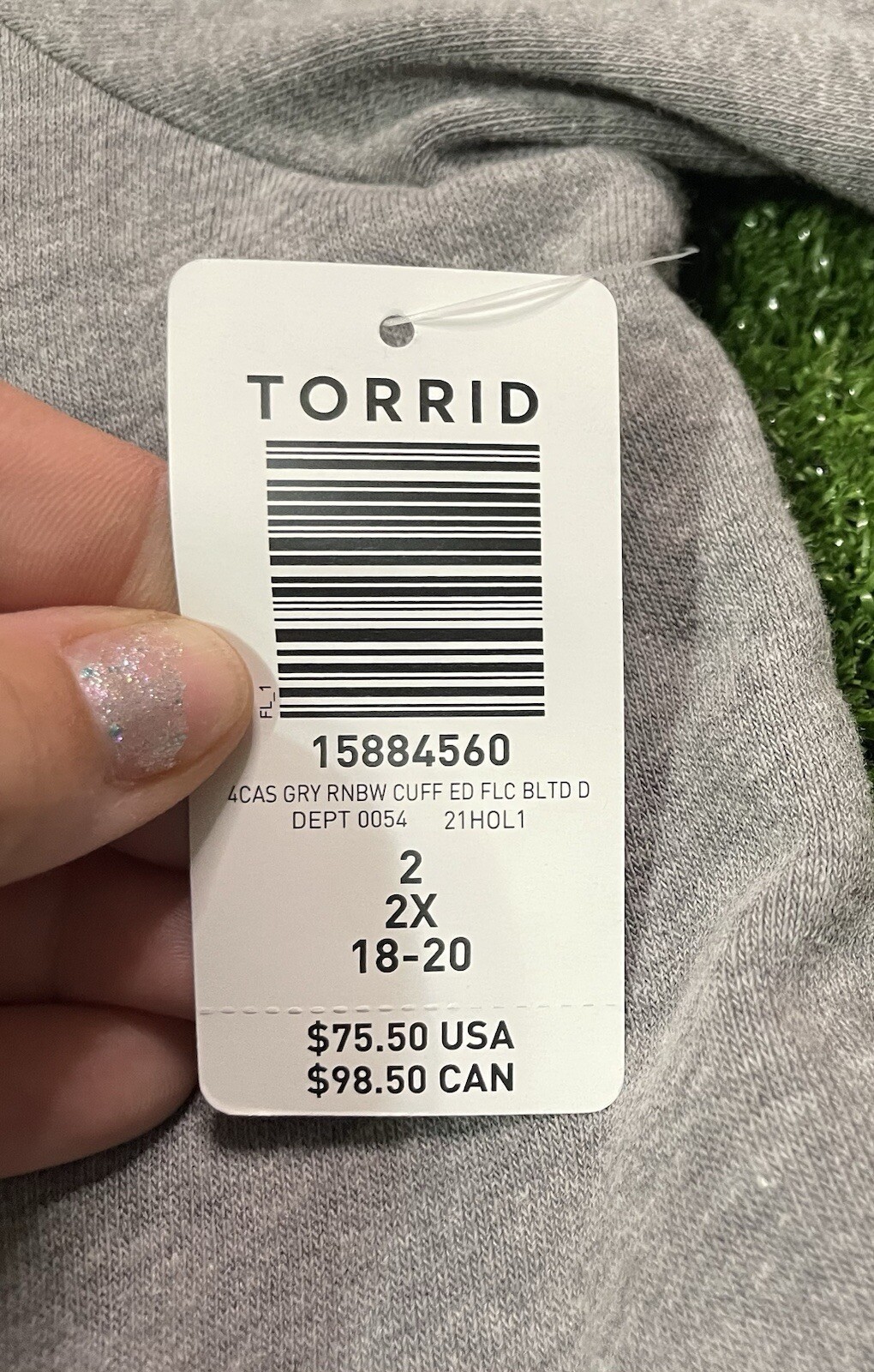 NEW WITH TAGS Torrid Gray Sweater Dress with Rainbow Sleeves And Rope Belt 2X