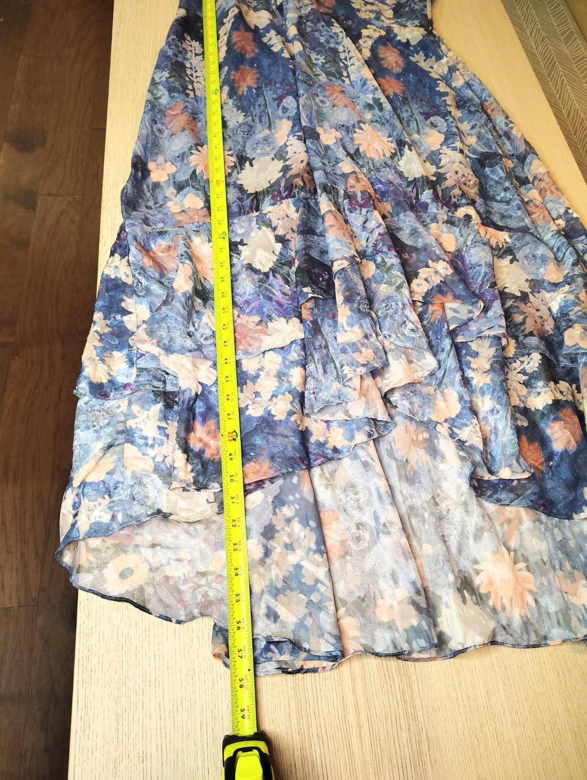NWT- Retail $230- Hutch Anthropologie Floral Blue Ruffle Midi Dress Wedding 20W
