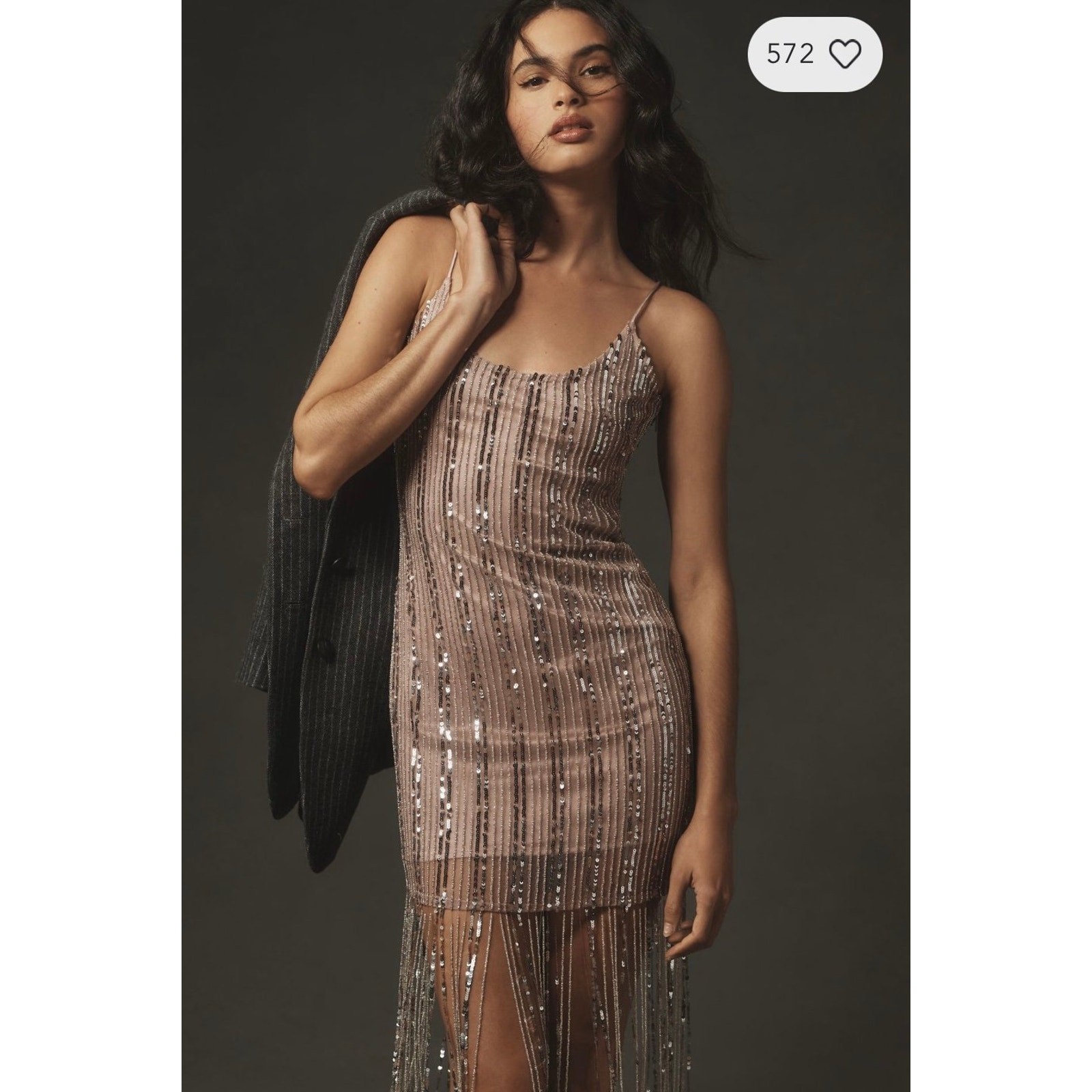 NWT❤️Anthro MAEVE SEQUIN STRAPPY BEADED-FRINGE MINI DRESS sz10