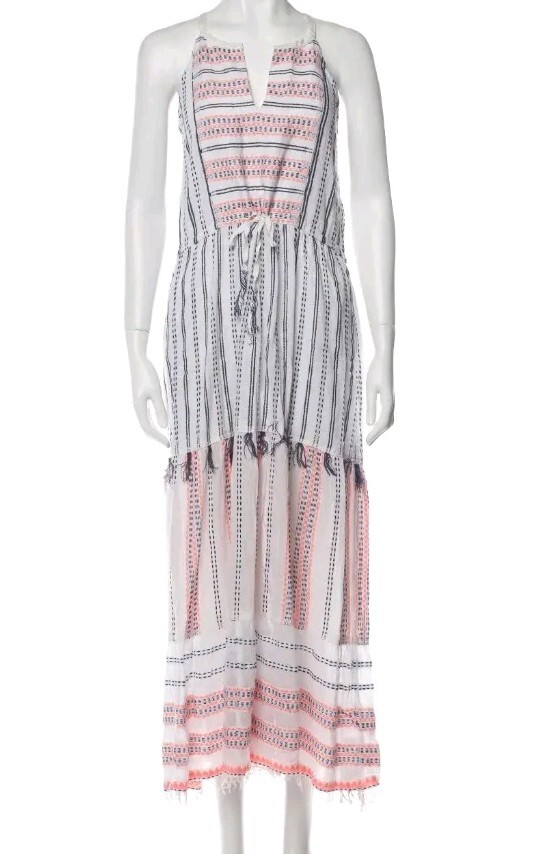 Lemlem Women’s XS Long Halter Dress Light Coral Seer Dress Beach $427