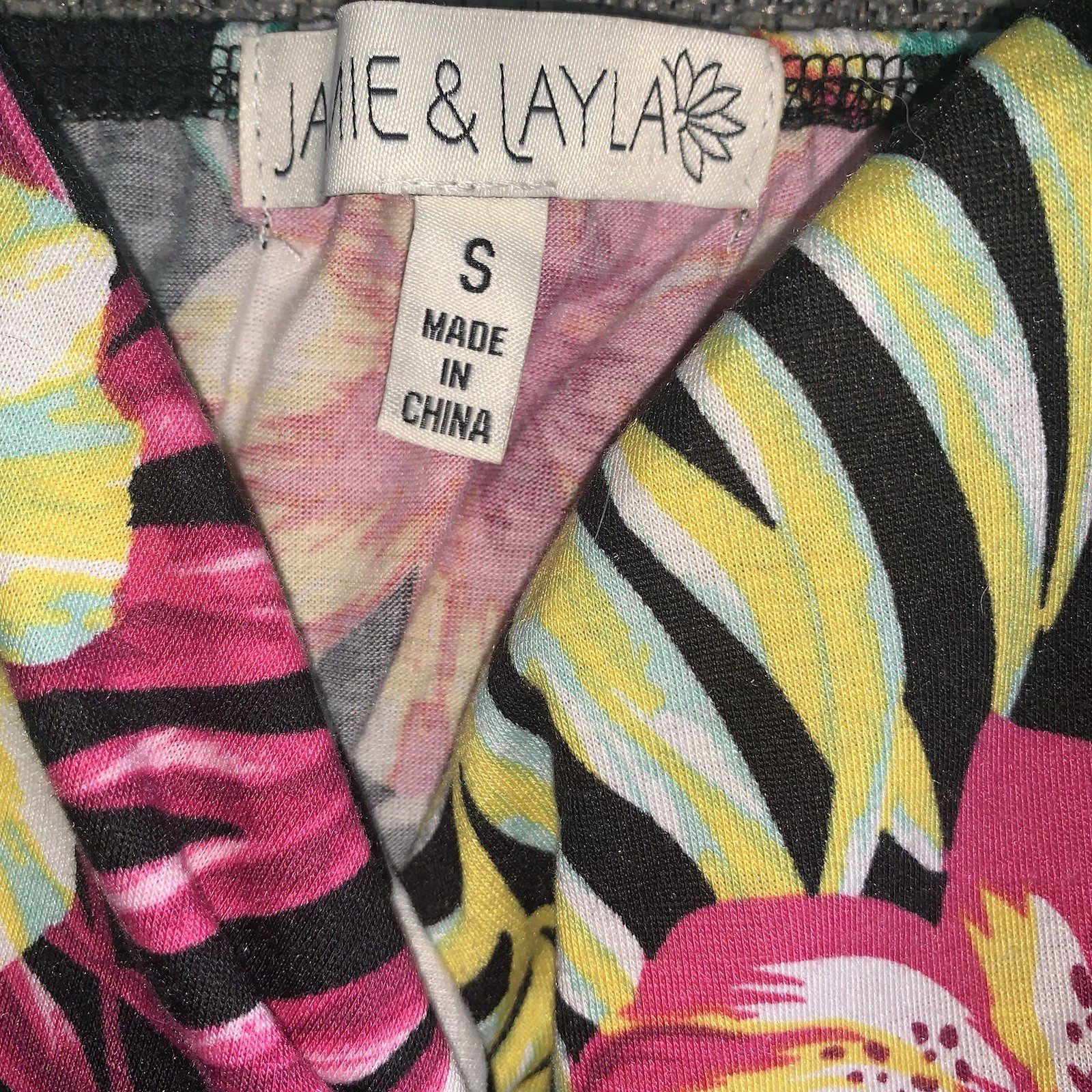 Jamie & Layla Small Multicolor Tropical Floral Printed Long Dress 95% Polyester